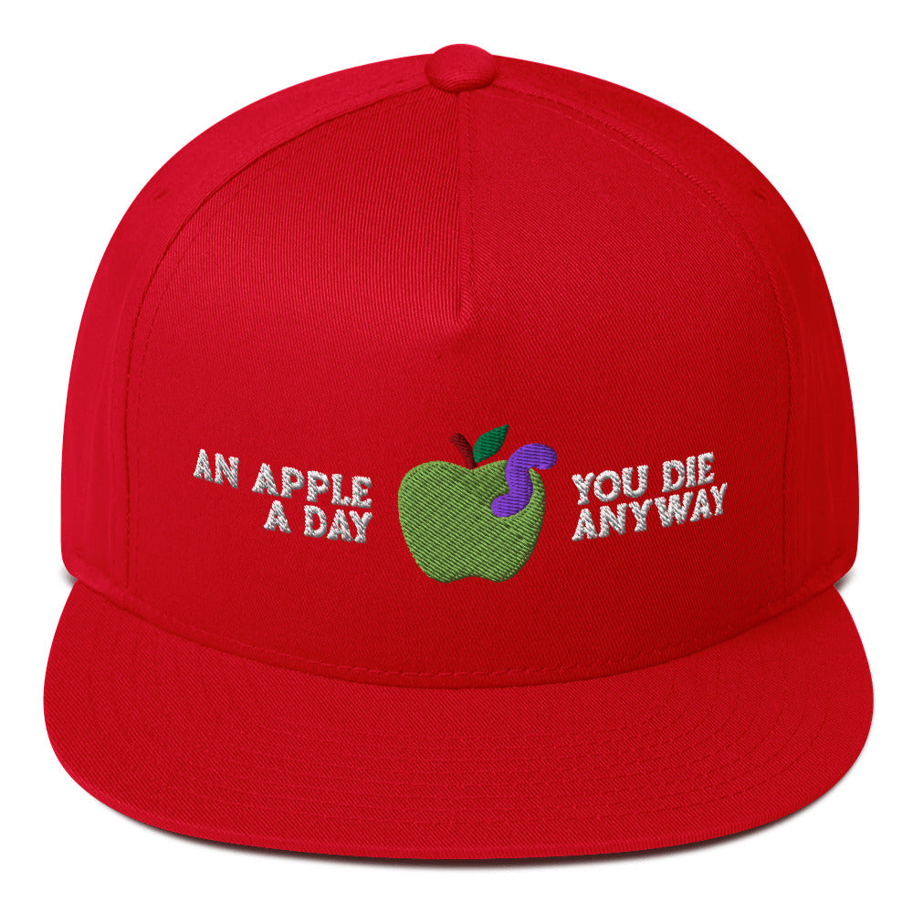 An Apple a Day - Embroidered - Cap - Red- - The Philosopher's Shirt