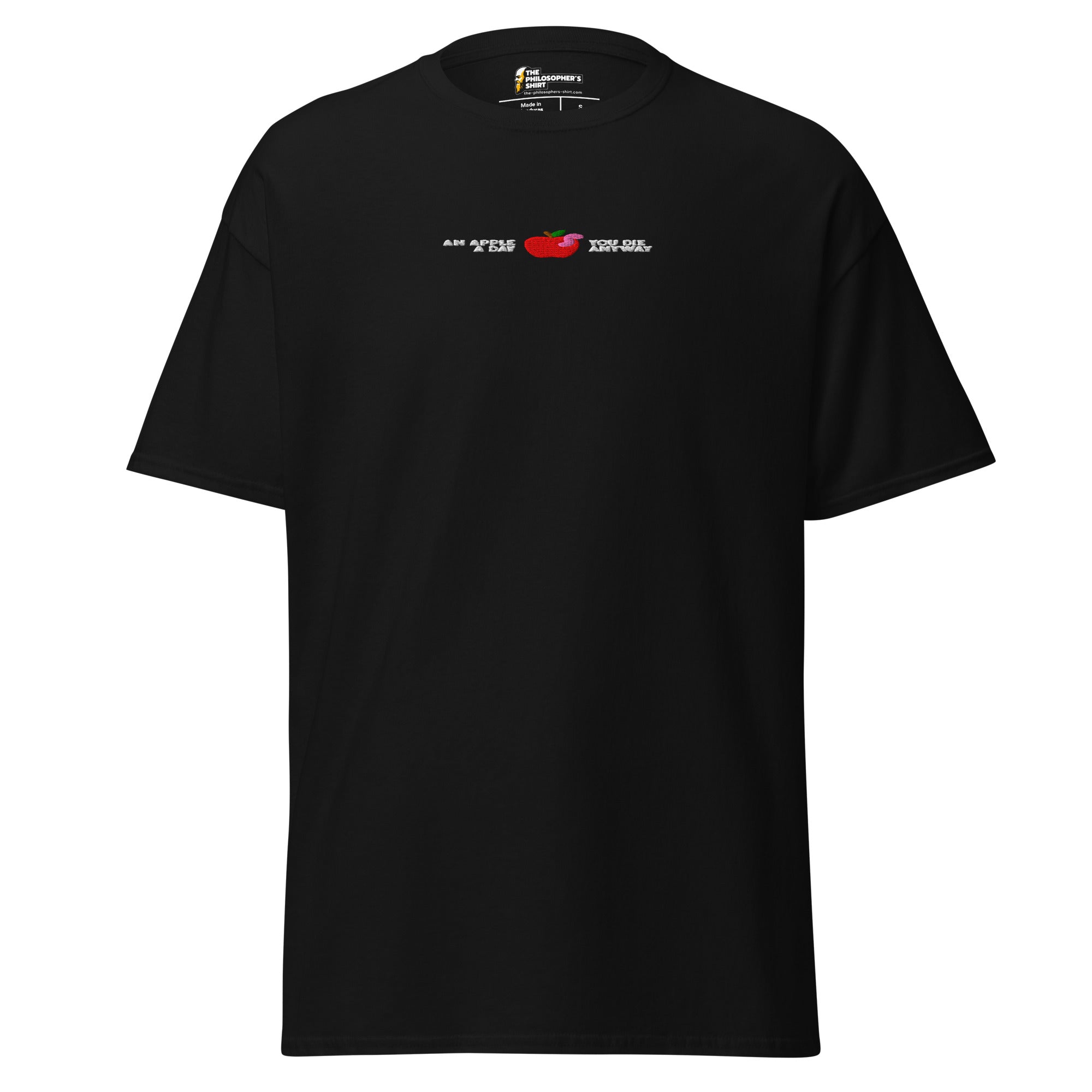 An Apple a Day - Embroidered - Unisex Classic T-Shirt - Black-S - The Philosopher's Shirt