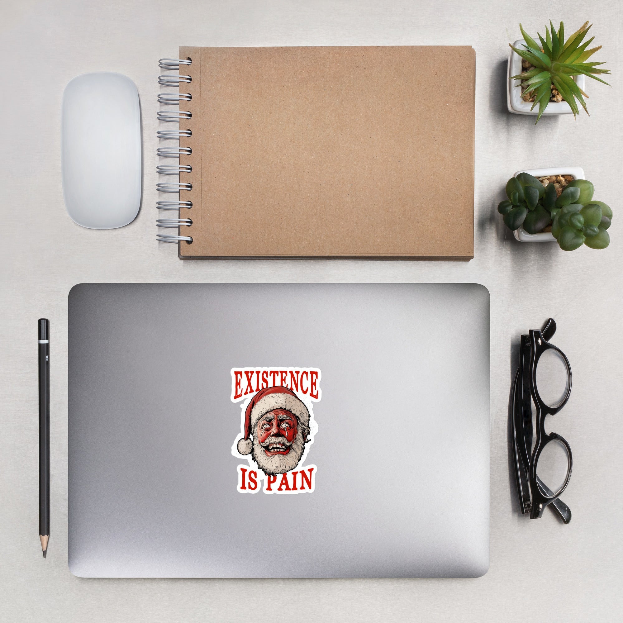 Anonymous Santa - Existence is Pain - Sticker - 10 x 10 cm | 4 x 4 inches - The Philosopher's Shirt