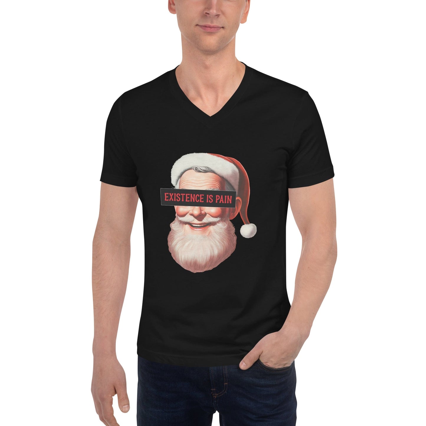 Anonymous Santa - Existence is Pain - Unisex V-Neck T-Shirt
