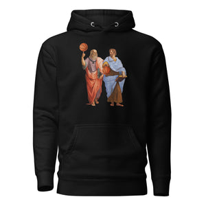 Aristote et Platon avec des ballons de basket - Premium Hoodie