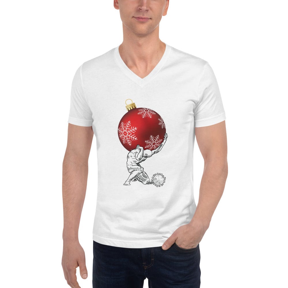 Atlas holding Christmas - Unisex V-Neck T-Shirt