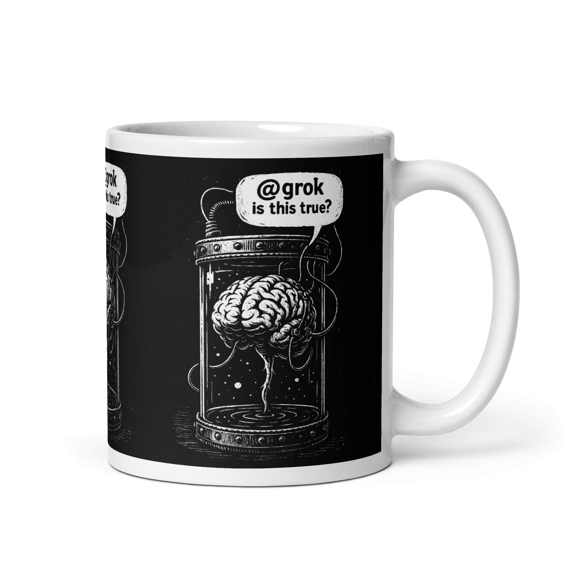 Brain in a vat asking AI - Mug - 325ml | 11oz - The Philosopher's Shirt