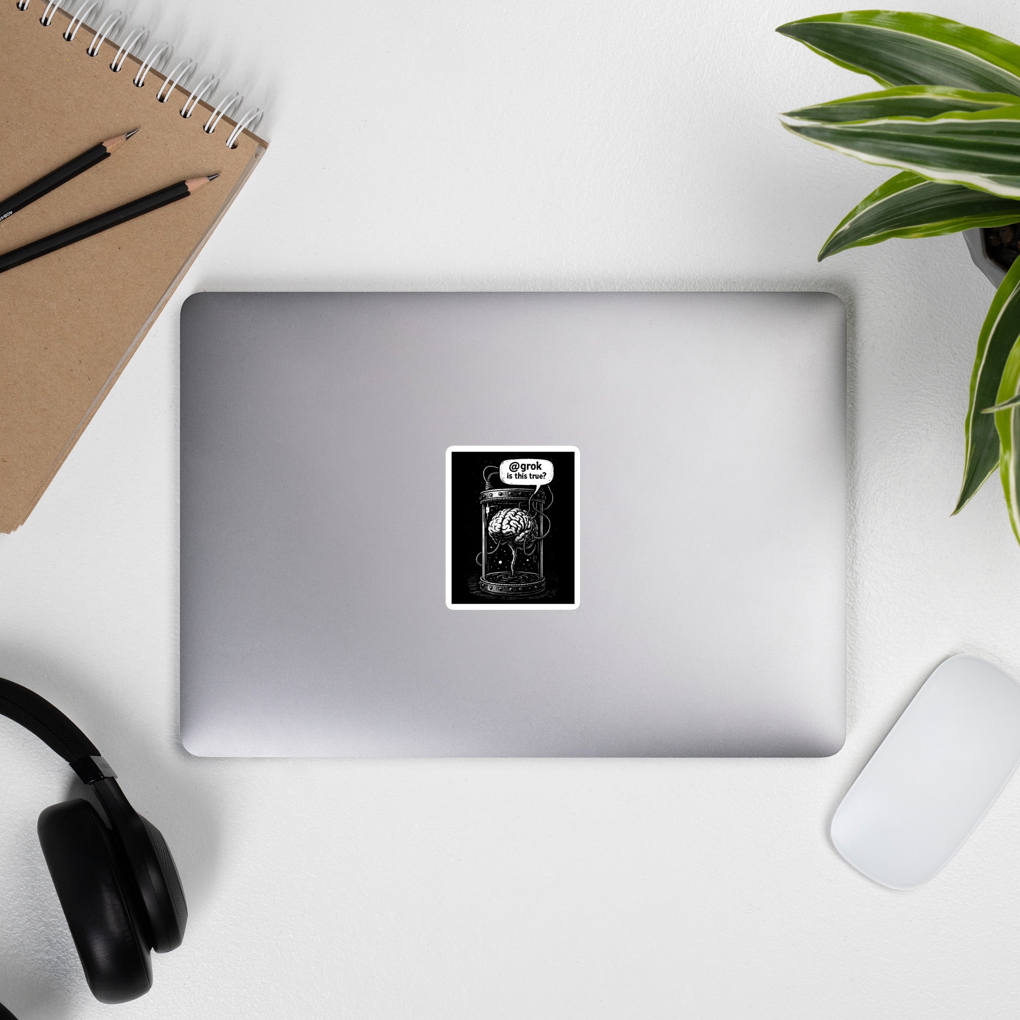 Brain in a vat asking AI - Sticker - 7.5 x 7.5 cm | 3 x 3 inches - The Philosopher's Shirt