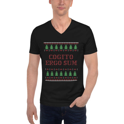 Cogito Ergo Sum - Ugly Xmas Sweater - Unisex V-Neck T-Shirt