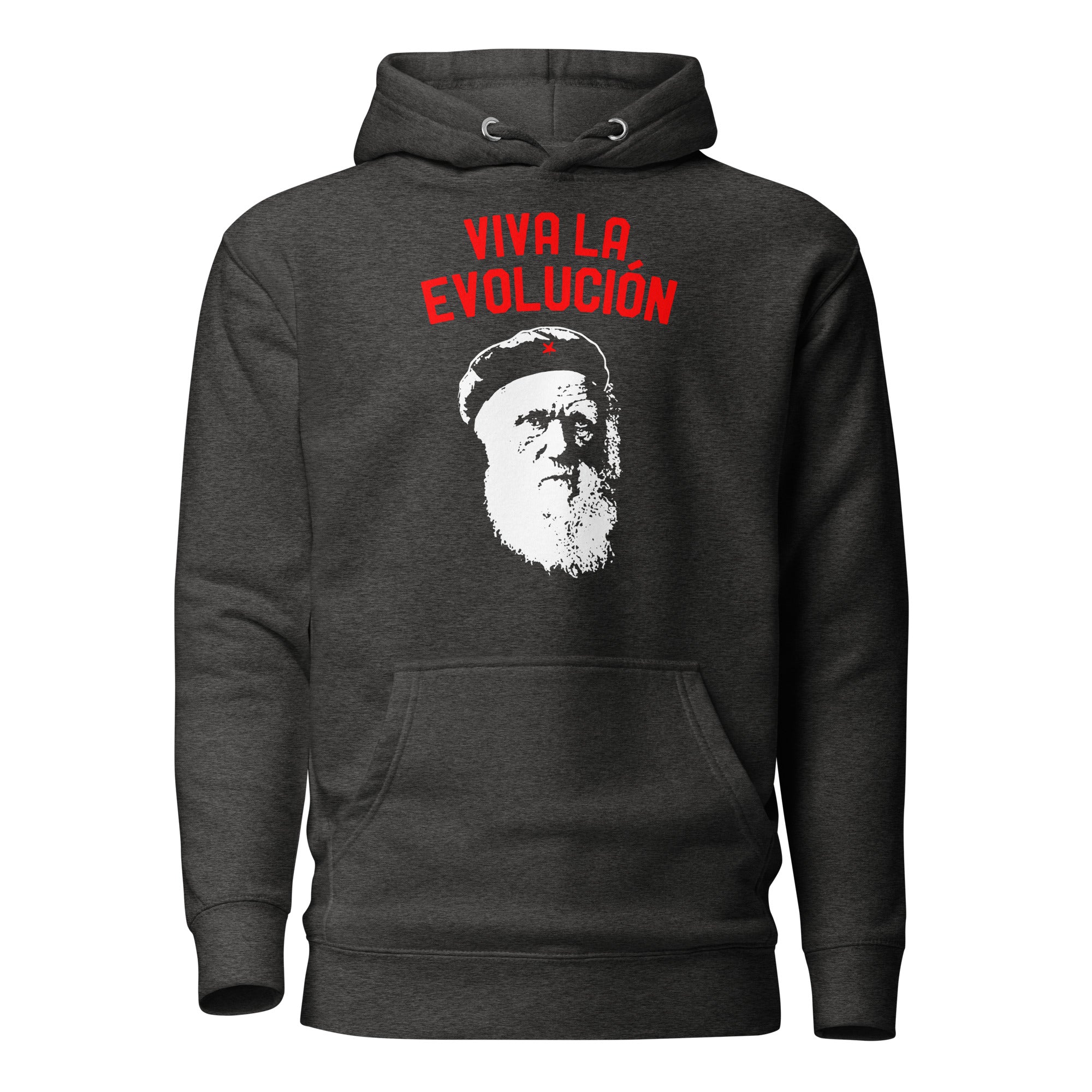 Darwin - Viva la Evolucion - Premium Hoodie - Charcoal Heather-S - The Philosopher's Shirt