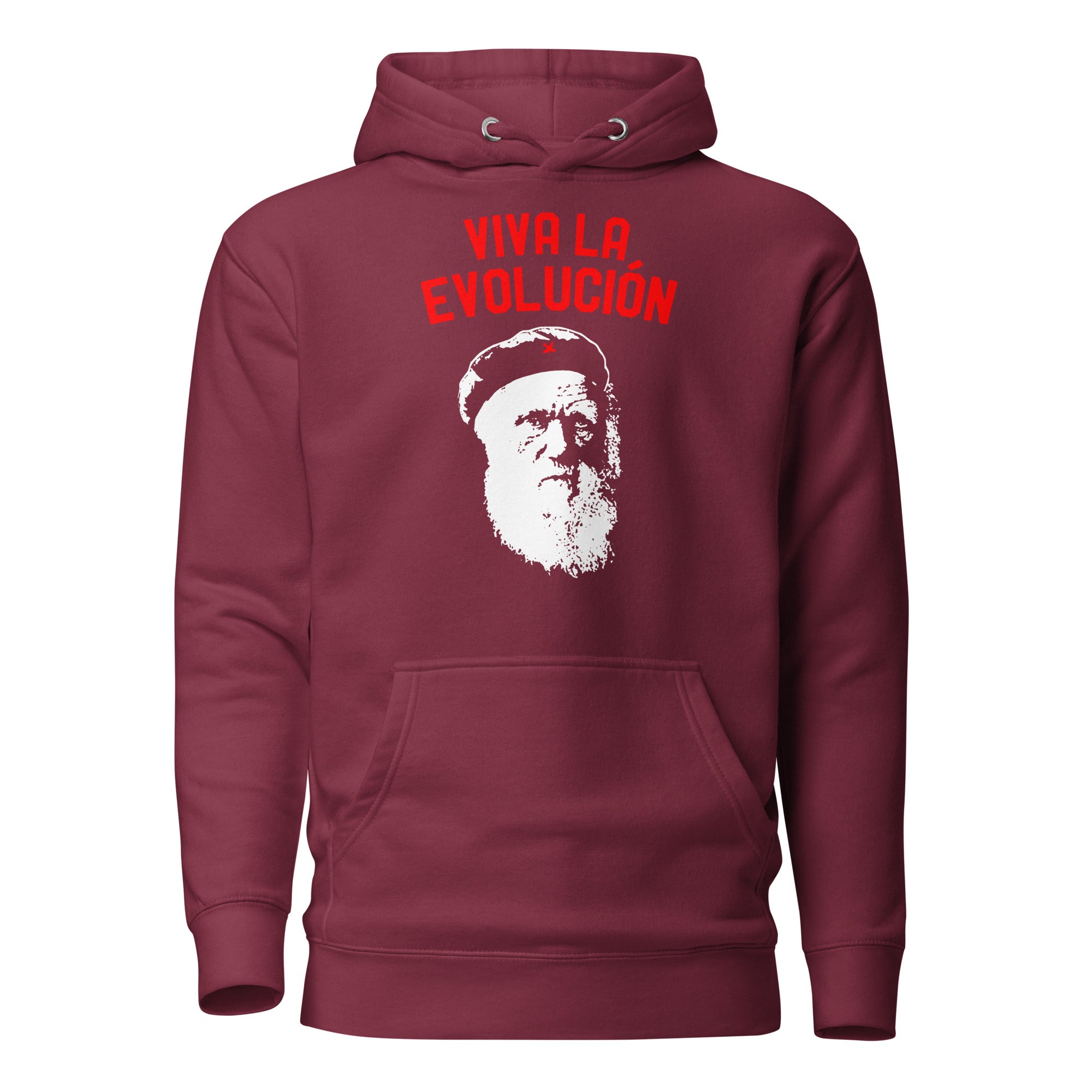 Darwin - Viva la Evolucion - Premium Hoodie - Maroon-S - The Philosopher's Shirt