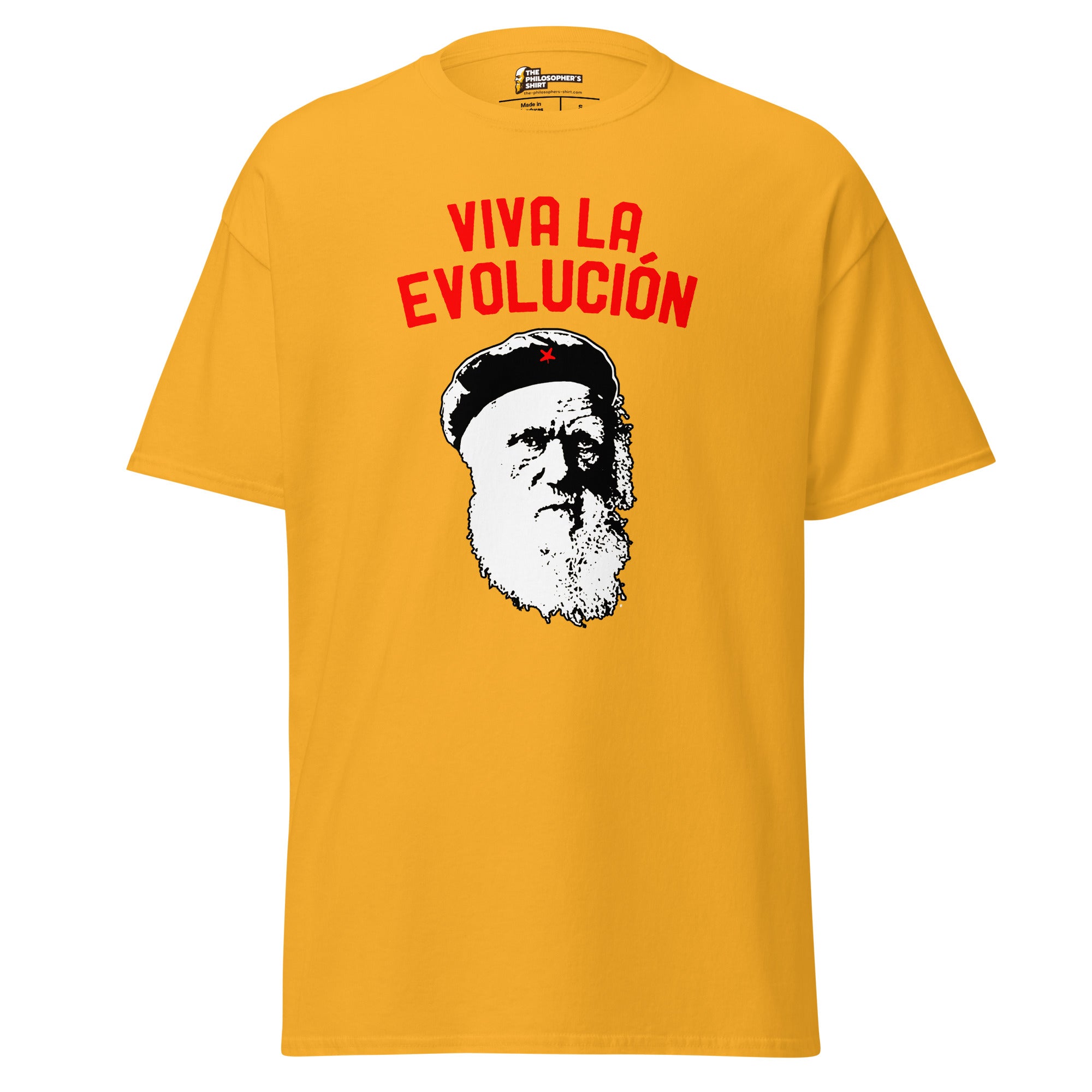 Darwin - Viva la Evolucion - Unisex Classic T-Shirt - Gold - The Philosopher's Shirt