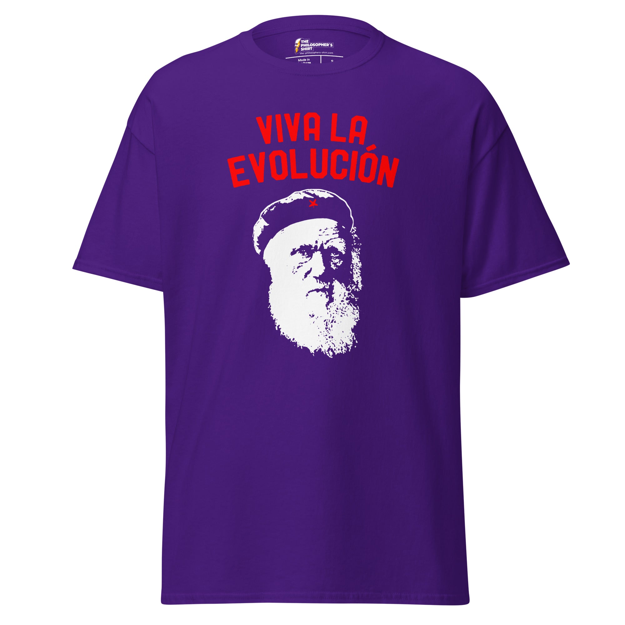 Darwin - Viva la Evolucion - Unisex Classic T-Shirt - Purple - The Philosopher's Shirt