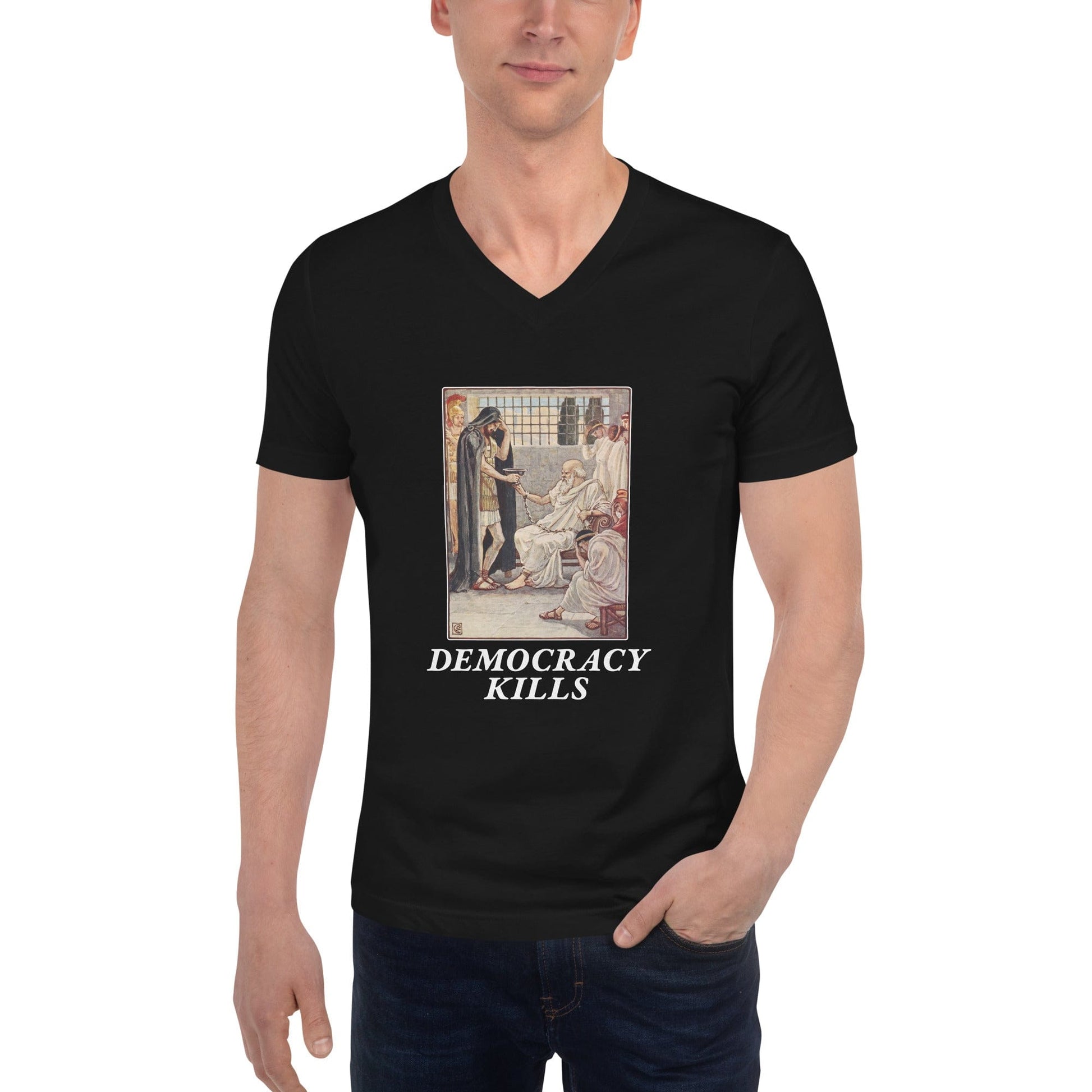 Democracy Kills - Unisex V-Neck T-Shirt