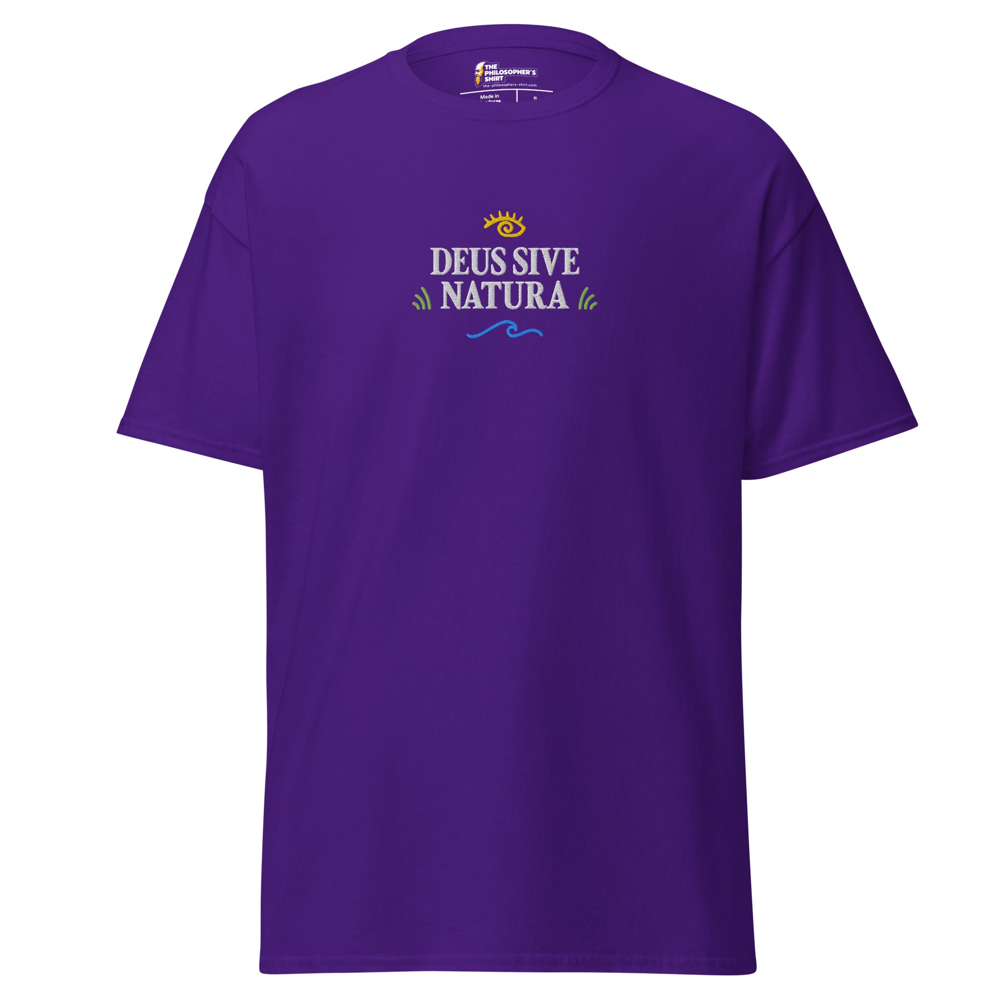 Deus Sive Natura - Embroidered - Unisex Classic T-Shirt - Purple-S - The Philosopher's Shirt