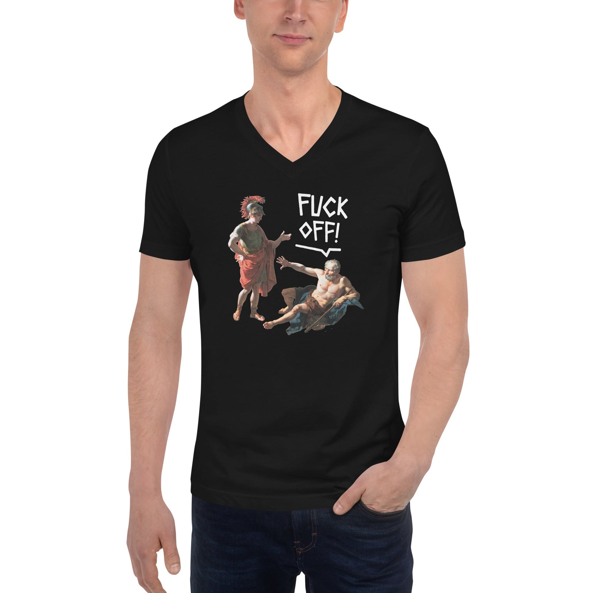 Diogenes tells Alexander to Fuck Off - Unisex V-Neck T-Shirt