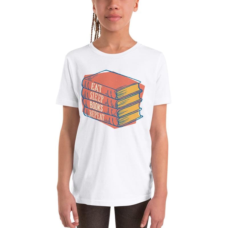 Eat, Sleep, Books, Repeat - Kids T-Shirt - White / L - Discounted (US)