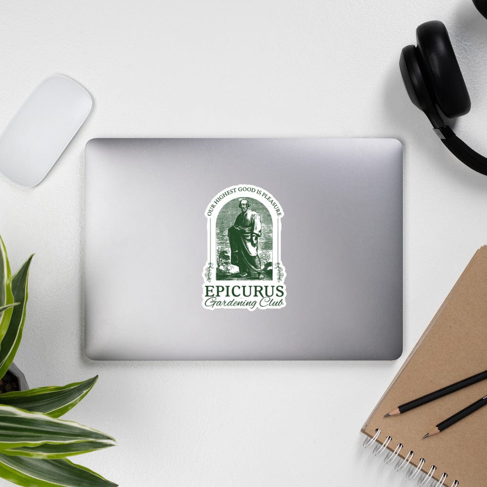 Epicurus Gardening Club - Sticker - 14 x 14 cm | 5.5 x 5.5 inches - The Philosopher's Shirt