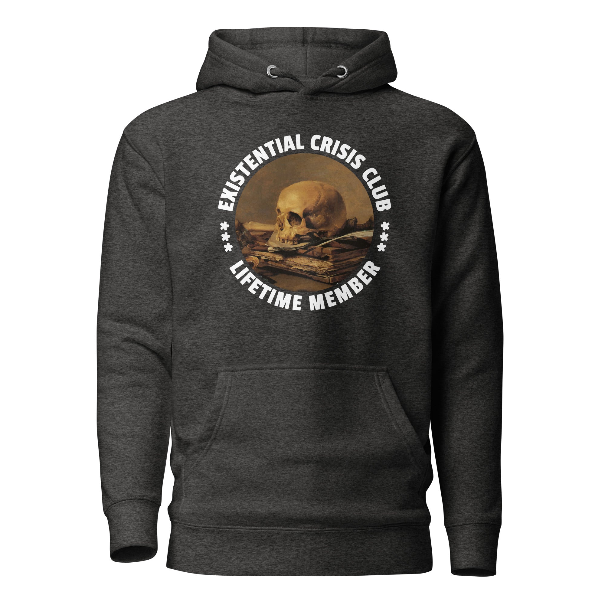 Existential Crisis Club - Lifetime Member - Premium Hoodie - Charcoal Heather - The Philosopher's Shirt