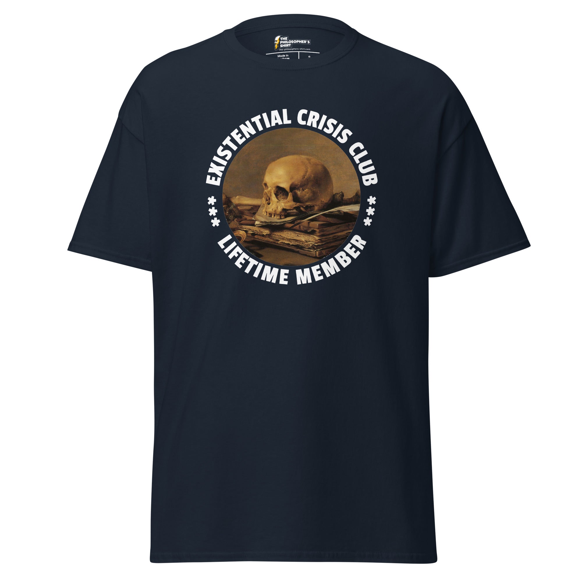Existential Crisis Club - Lifetime Member - Unisex Classic T-Shirt - Navy - The Philosopher's Shirt