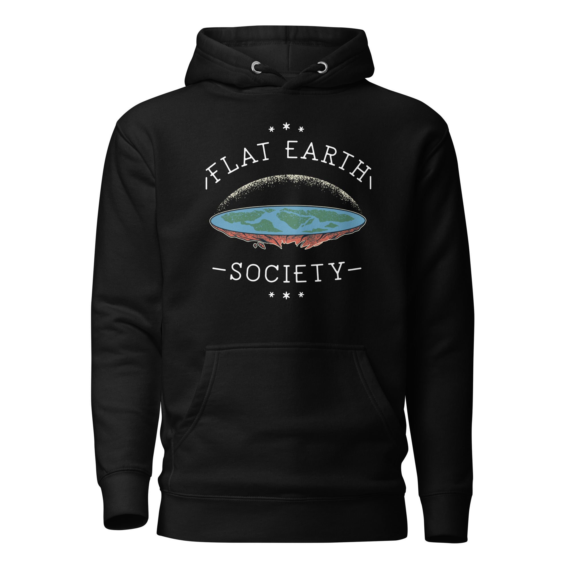 Flat Earth Society - Premium Hoodie - Black - The Philosopher's Shirt