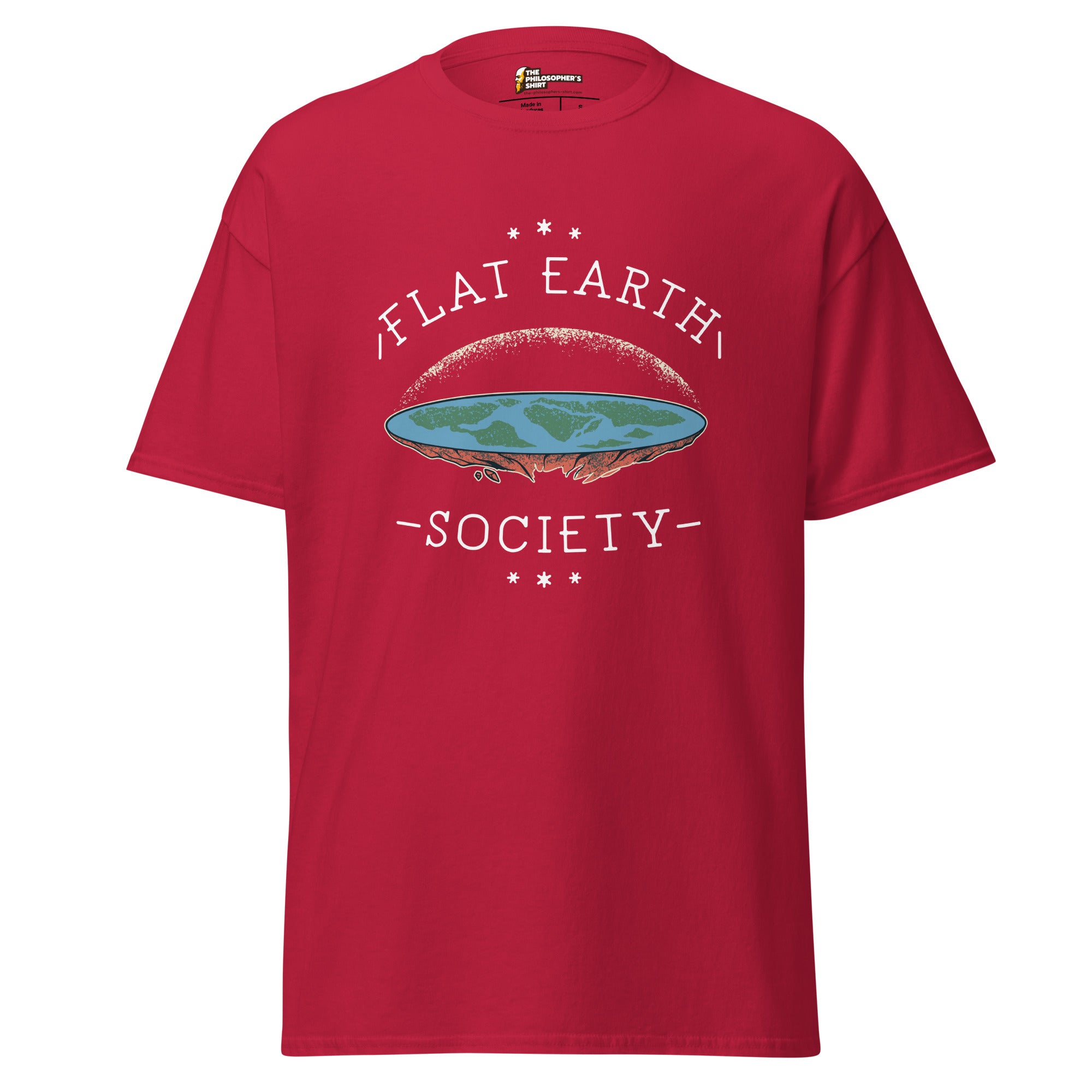 Flat Earth Society - Unisex Classic T-Shirt - Cardinal - The Philosopher's Shirt