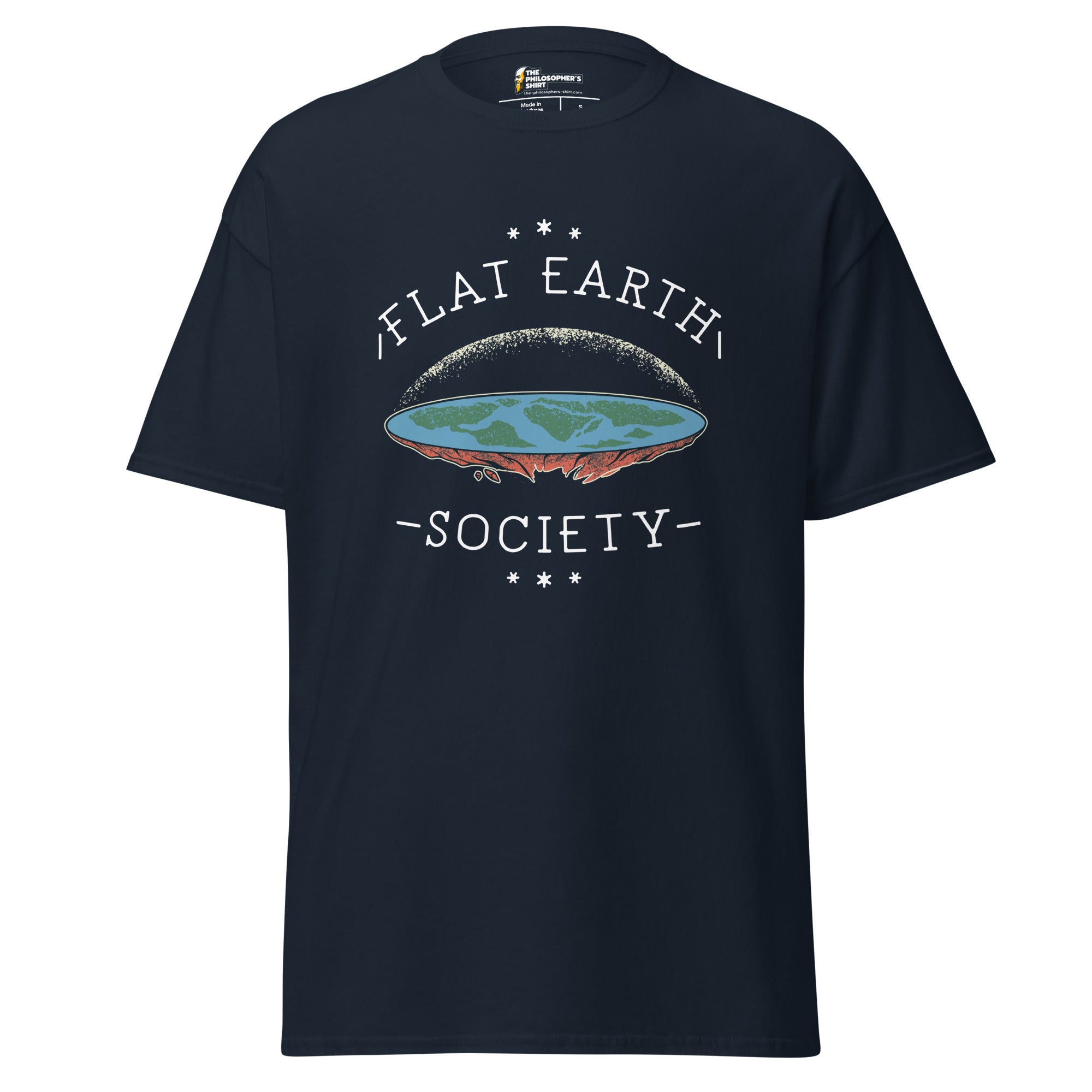 Flat Earth Society - Unisex Classic T-Shirt - Navy - The Philosopher's Shirt