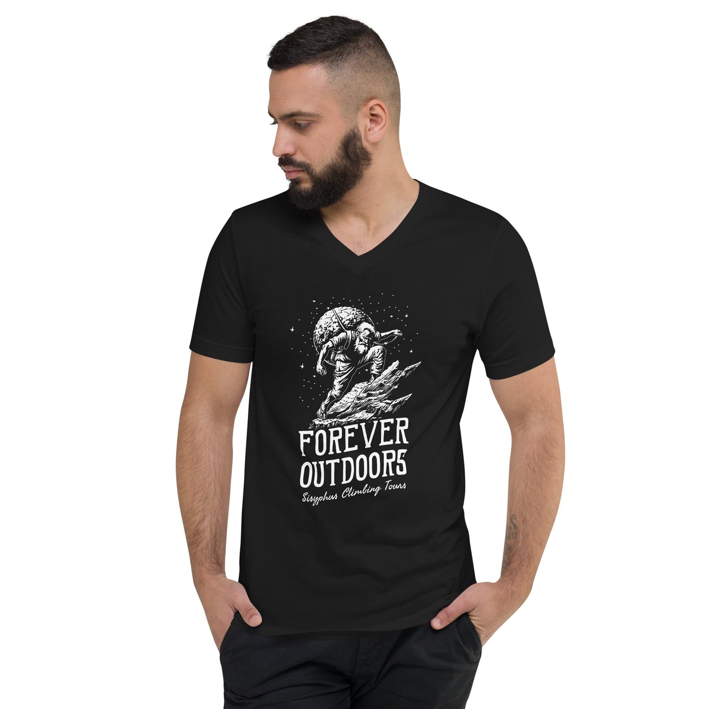 Forever Outdoors - Sisyphus Climbing Tours - Unisex V-Neck T-Shirt