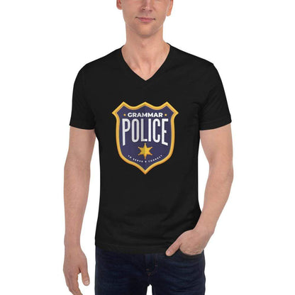 Grammar Police - To serve and correct - Unisex V-Neck T-Shirt