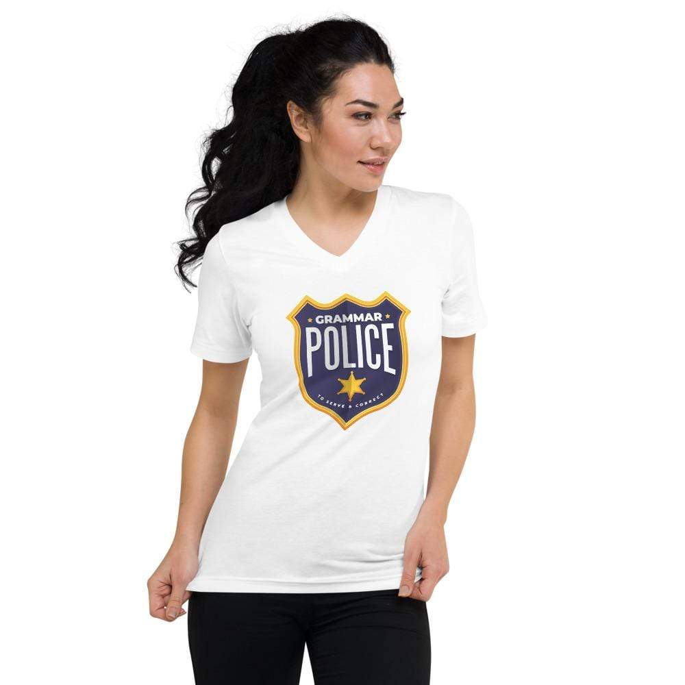 Grammar Police - To serve and correct - Unisex V-Neck T-Shirt