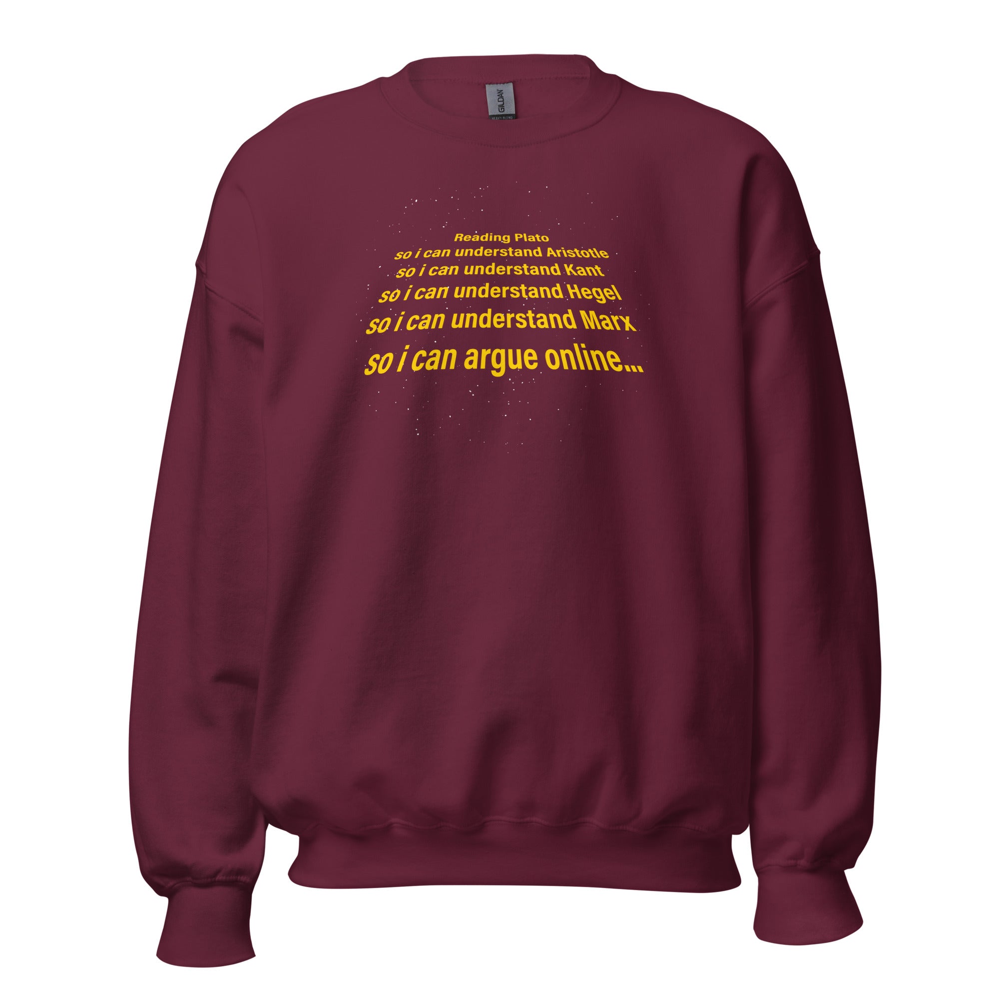 I read Plato to argue online - Sweatshirt - Maroon-S - The Philosopher's Shirt
