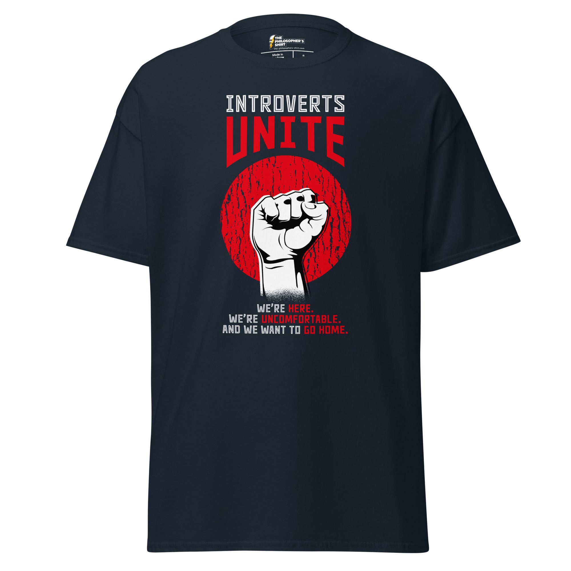 Introverts unite! - Unisex Classic T-Shirt - Navy - The Philosopher's Shirt