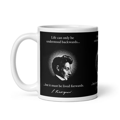 Kierkegaard Quote - Life can only be understood backwards - Mug