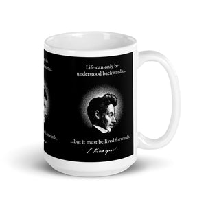 Kierkegaard Quote - Life can only be understood backwards - Mug