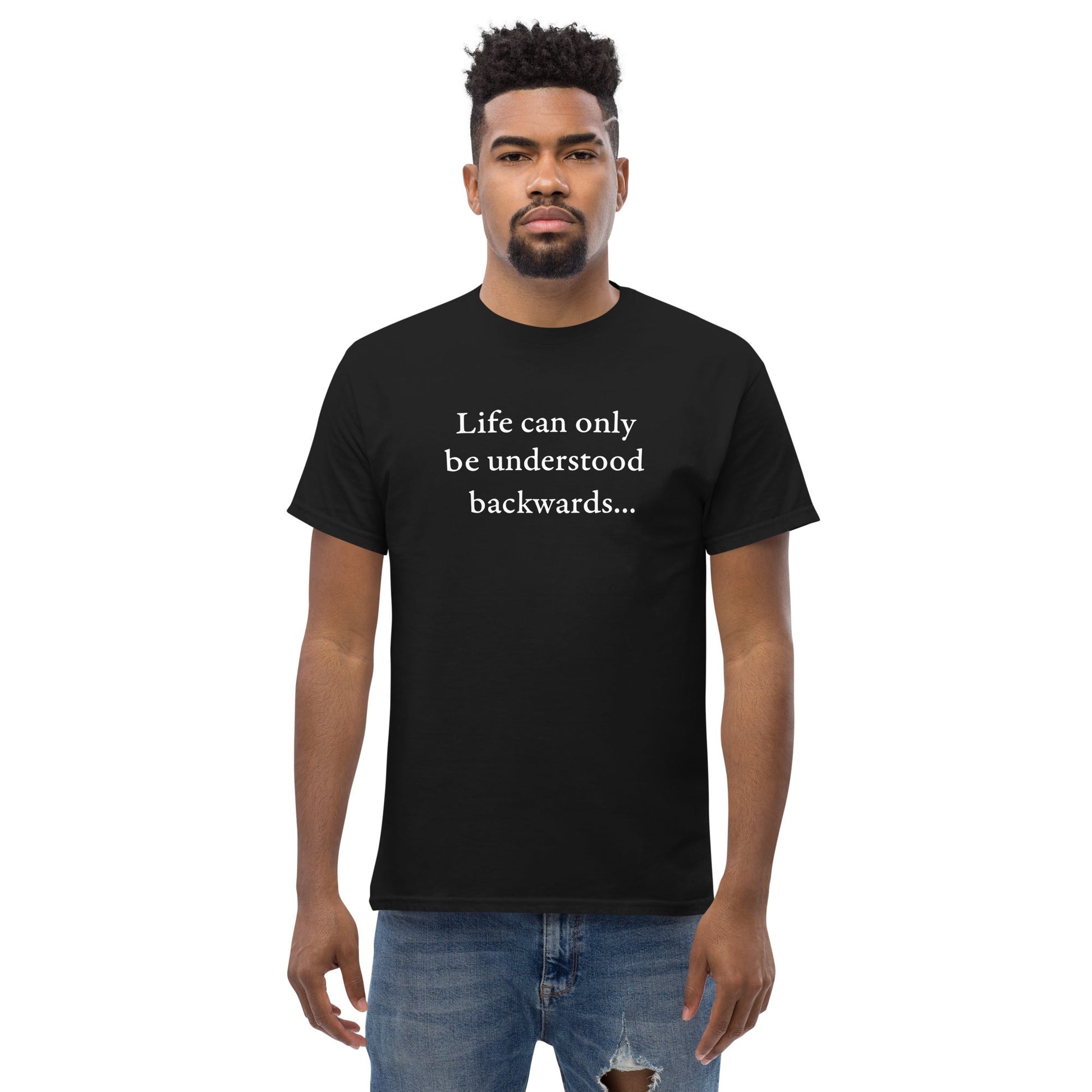 Kierkegaard Quote - Life can only be understood backwards - Plus-Sized T-Shirt