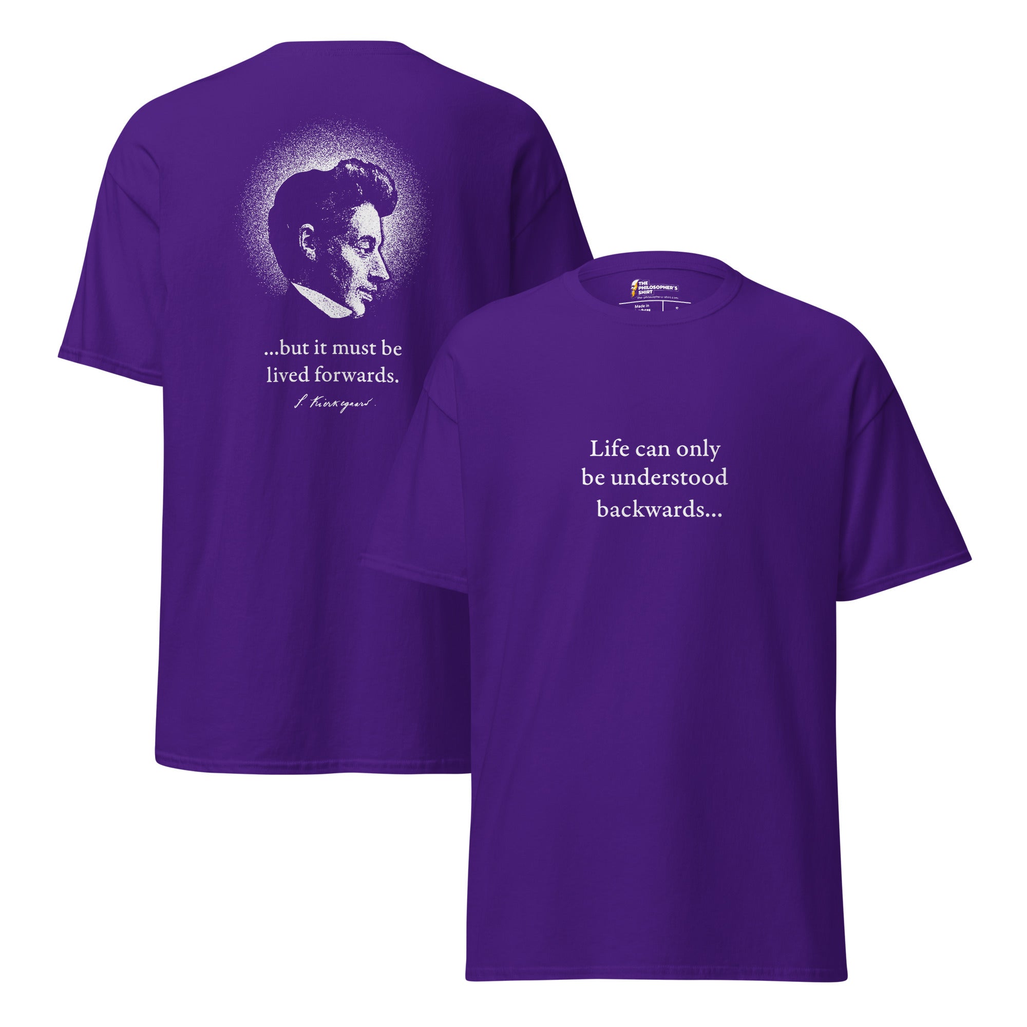 Kierkegaard Quote - Life can only be understood backwards - Unisex Classic T-Shirt-Unisex Classic T-Shirt-The Philosopher's Shirt
