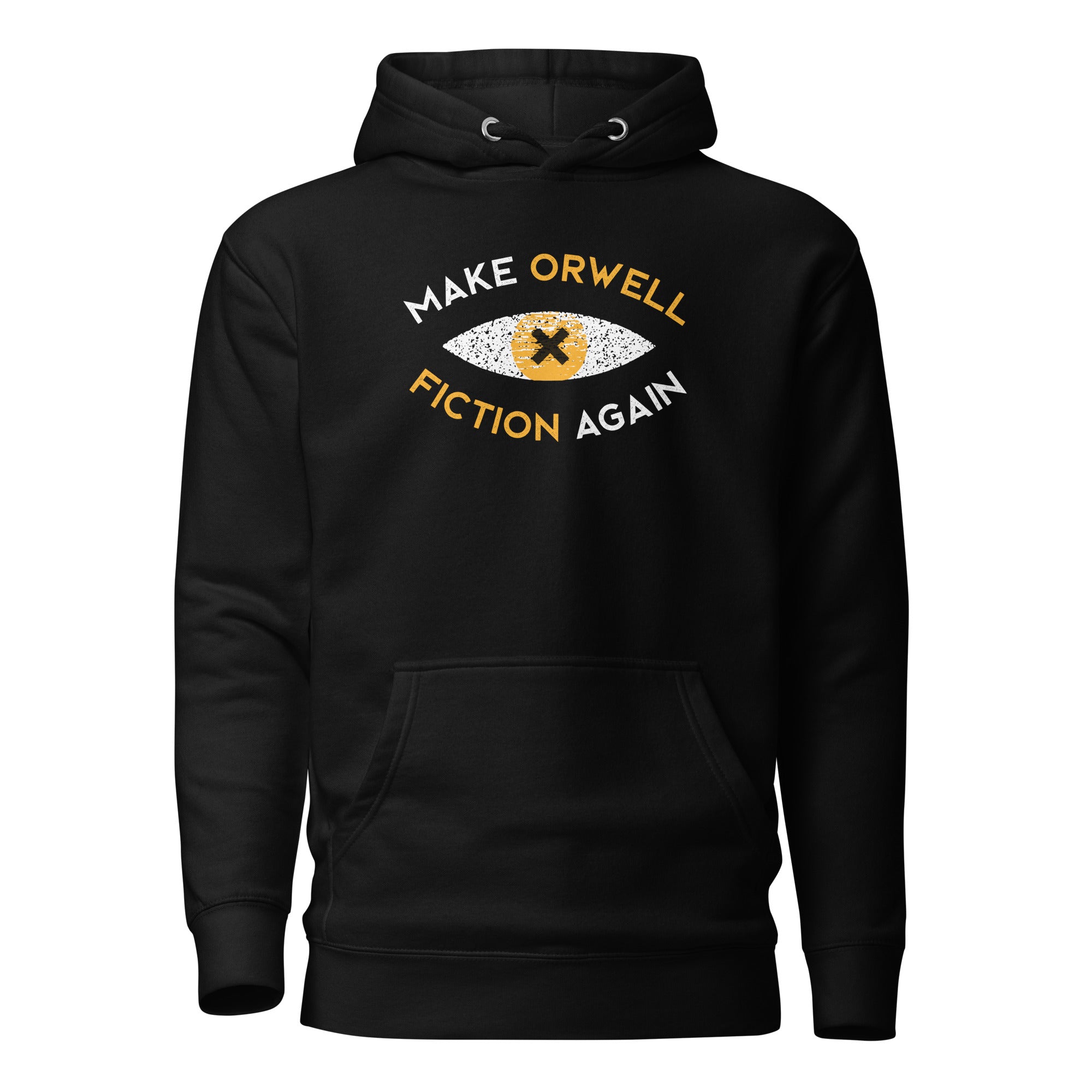 Make Orwell Fiction Again Recon Eye - Premium Hoodie - Black - The Philosopher's Shirt