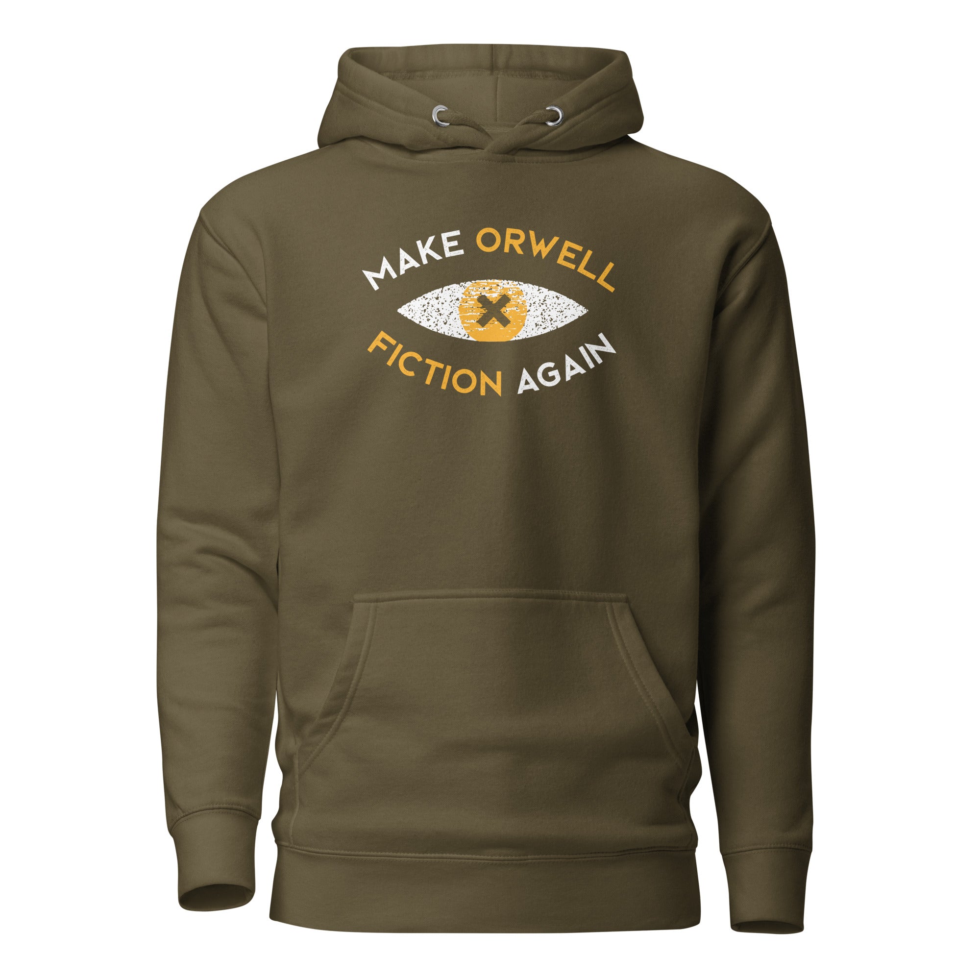 Make Orwell Fiction Again Recon Eye - Premium Hoodie - Military Green - The Philosopher's Shirt