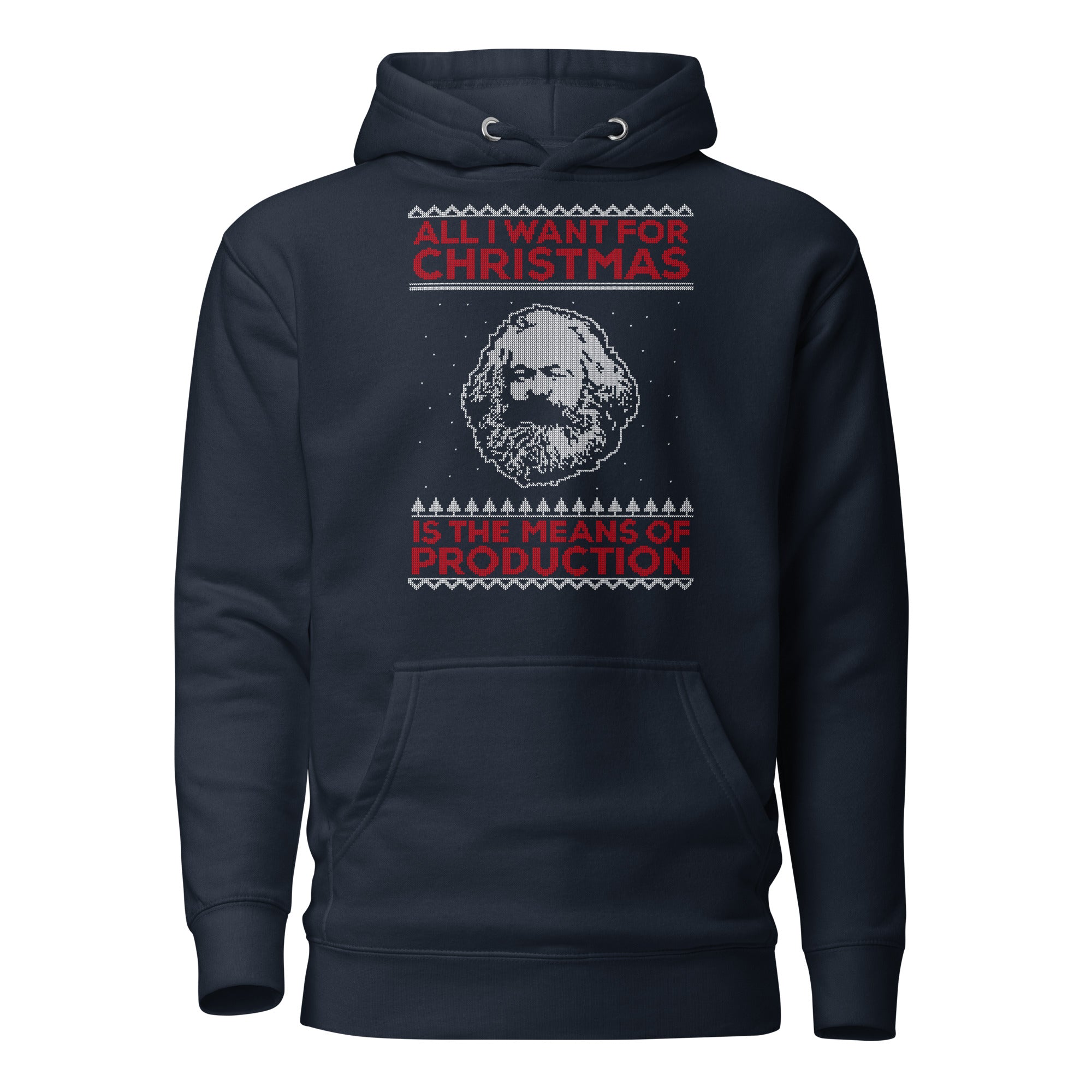 Marx - All I Want For Christmas Is The Means Of Production - Premium Hoodie - Navy Blazer-S - The Philosopher's Shirt