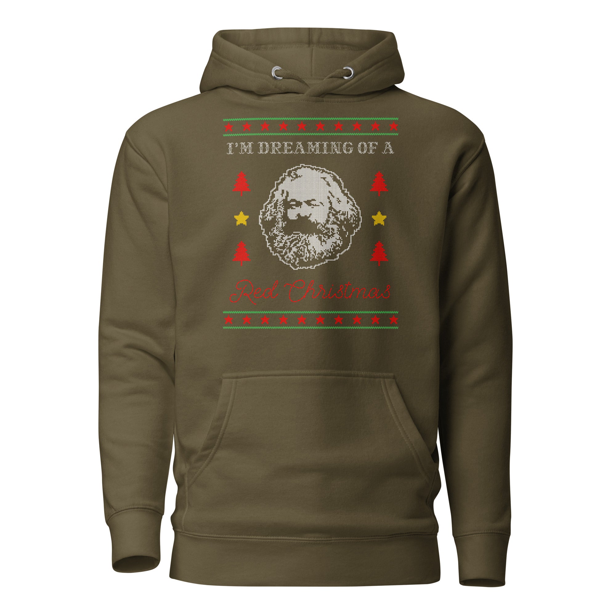 Marx: I'm dreaming of a red Christmas - Premium Hoodie - Military Green-S - The Philosopher's Shirt