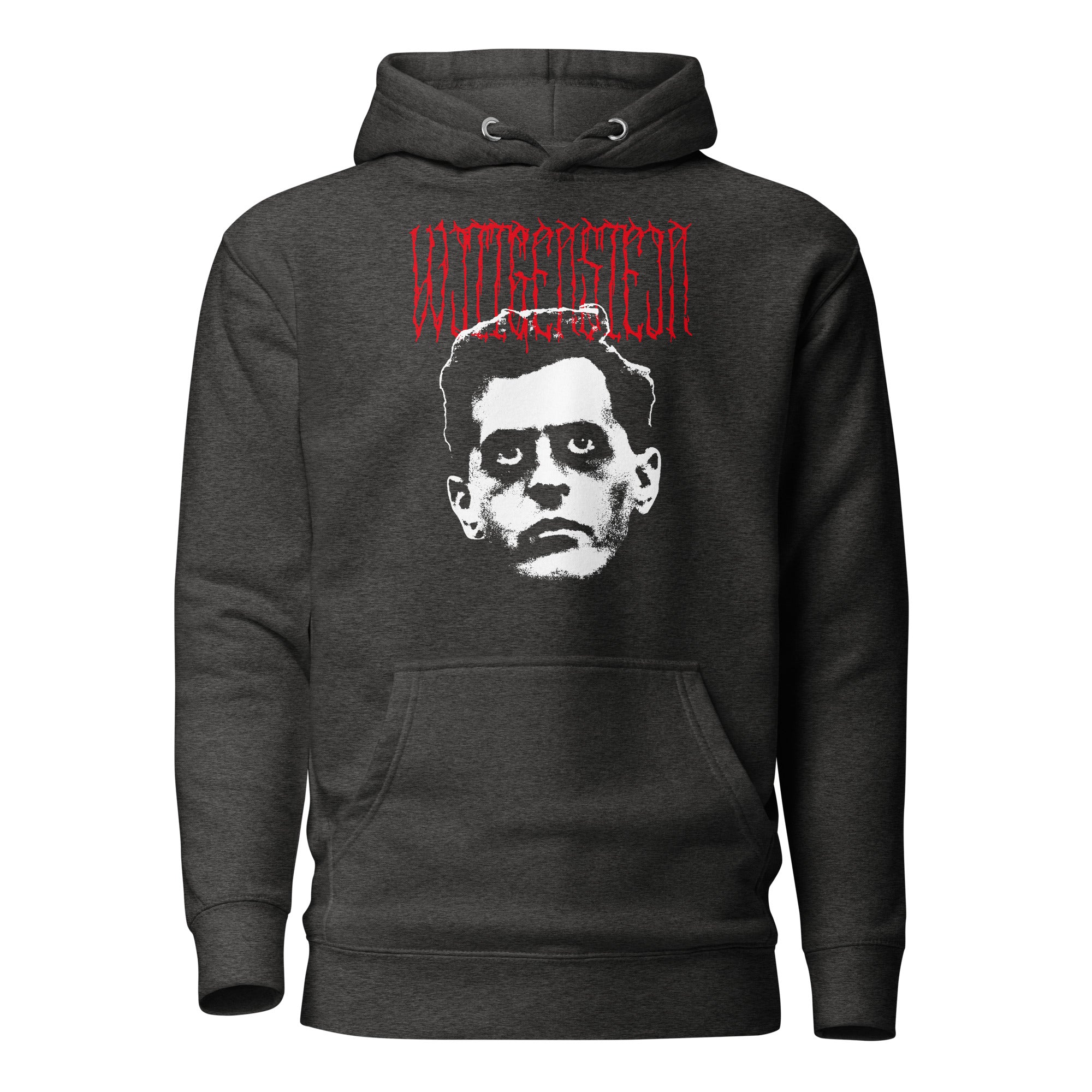 Metal Philosophers - Wittgenstein - Premium Hoodie - Charcoal Heather - The Philosopher's Shirt