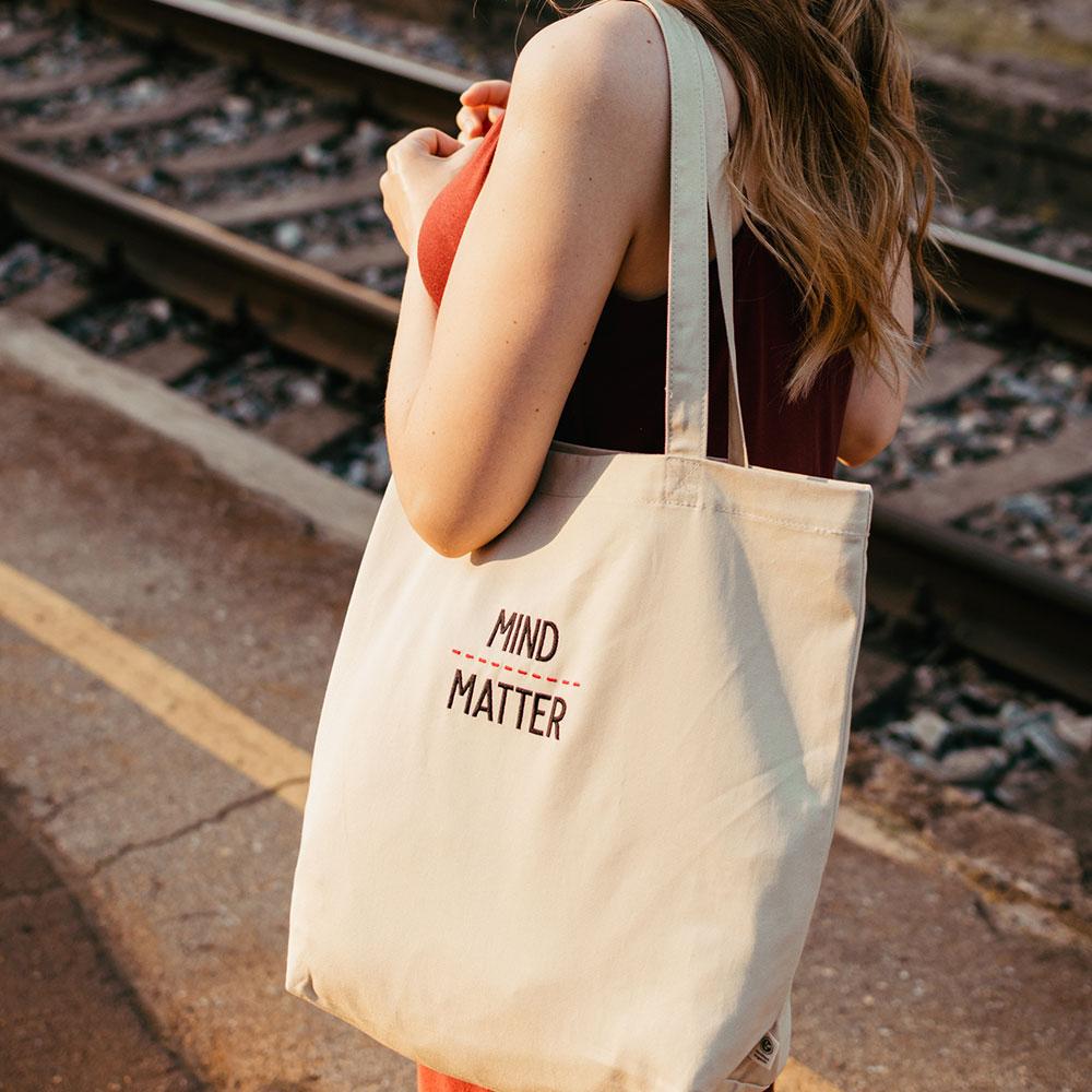 Mind over matter - Embroidered - Eco Tote Bag