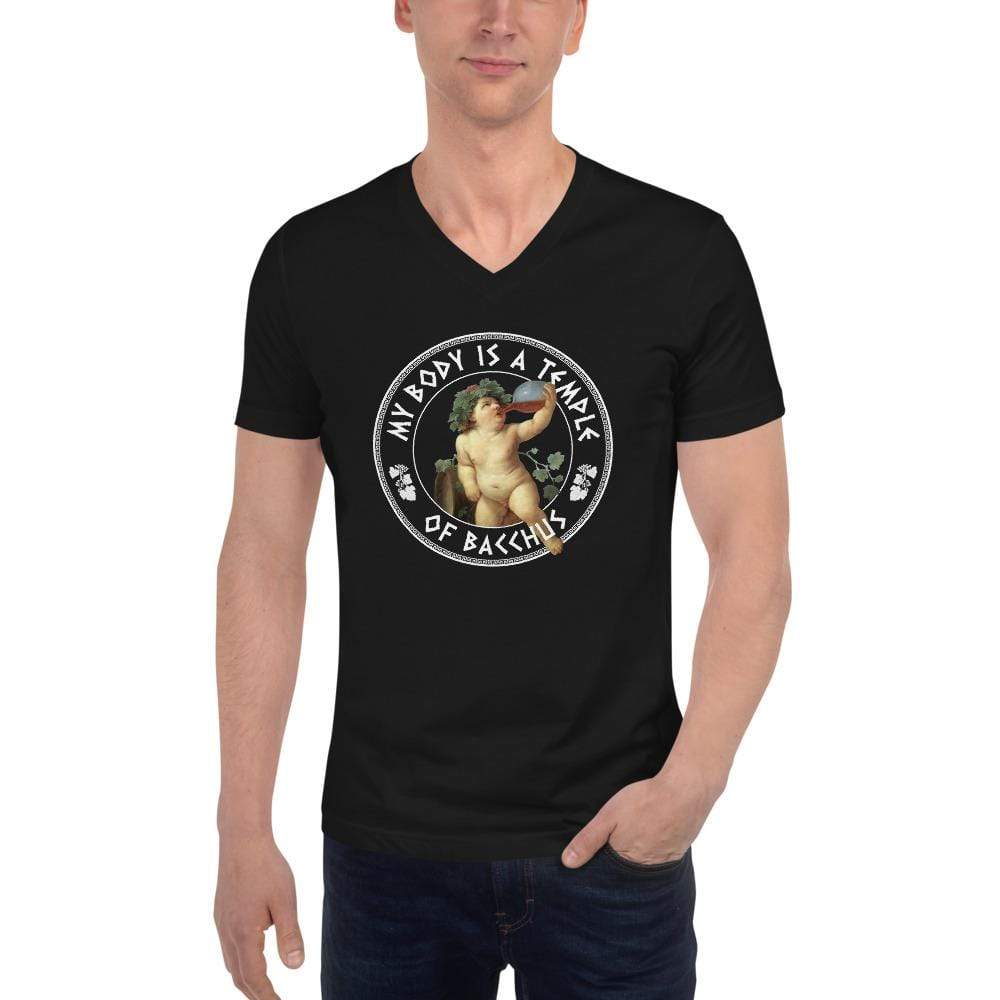 My Body Is A Temple Of Bacchus - Unisex V-Neck T-Shirt