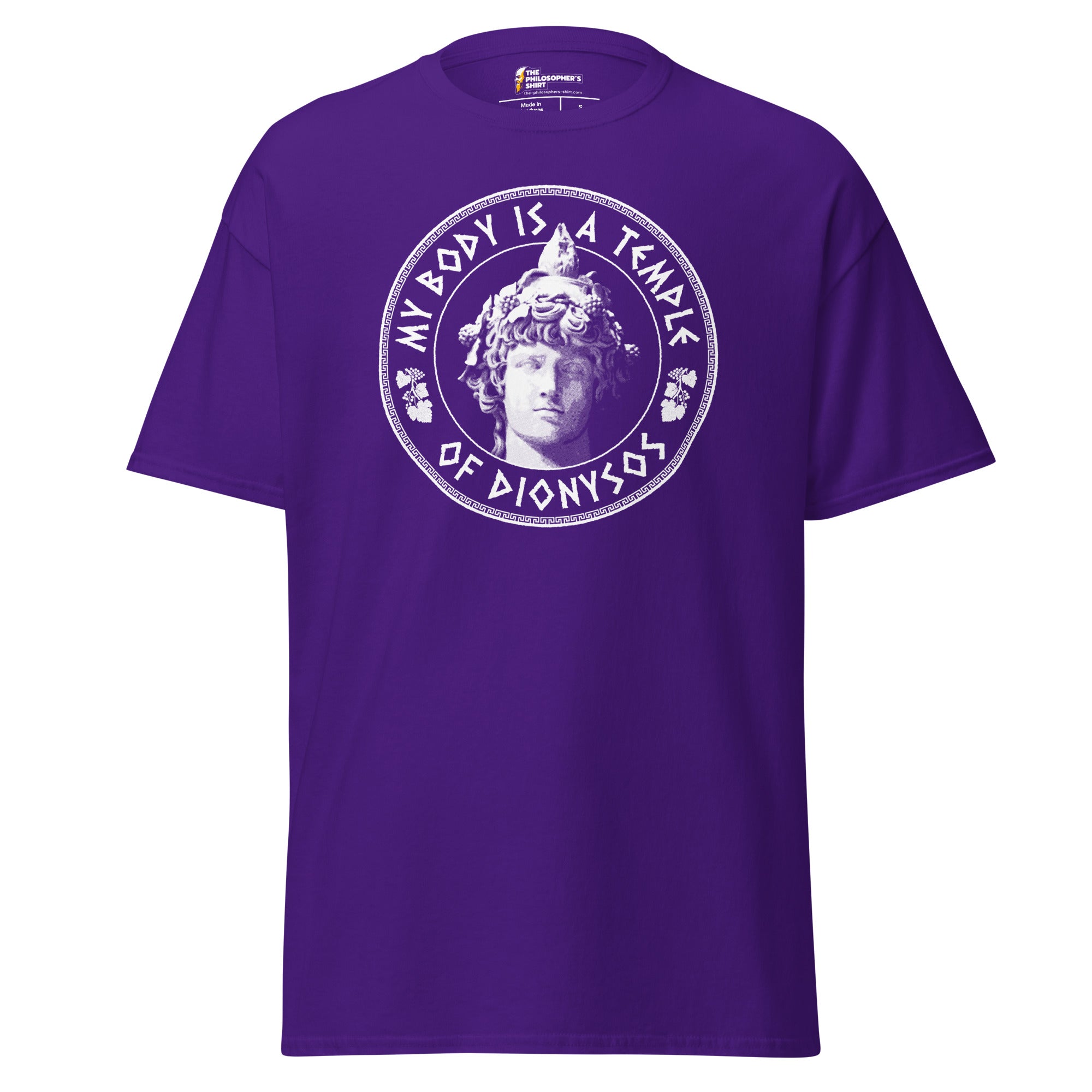 My Body Is A Temple Of Dionysos - Unisex Classic T-Shirt - Purple - The Philosopher's Shirt