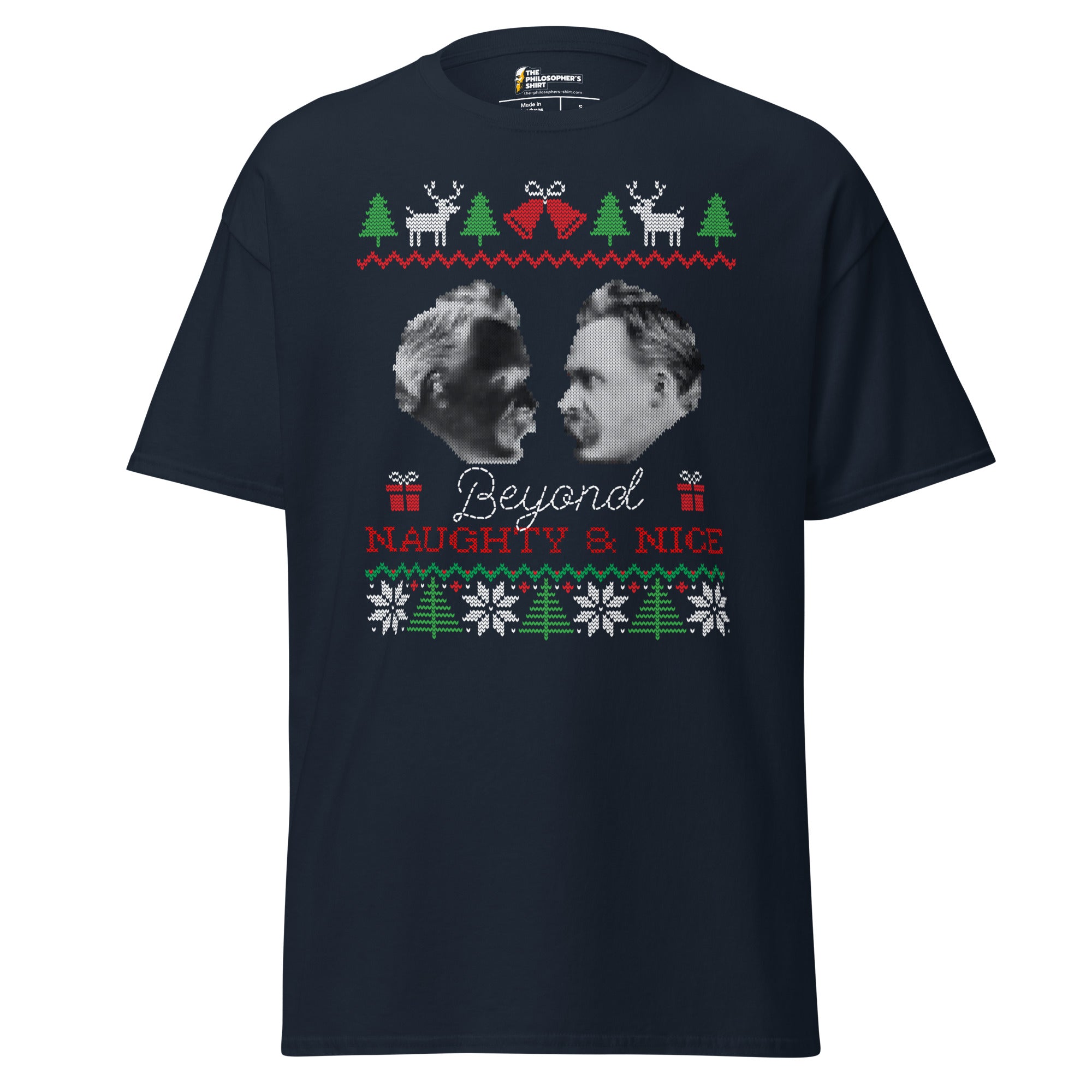Nietzsche - Beyond naughty and nice - Unisex Classic T-Shirt - Navy-S - The Philosopher's Shirt