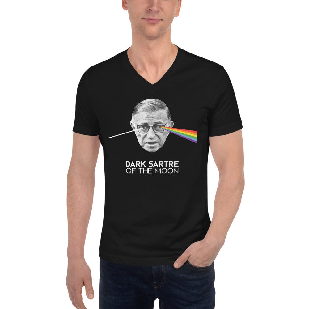 Peak Absurdism - The Dark Sartre Of The Moon - Unisex V-Neck T-Shirt
