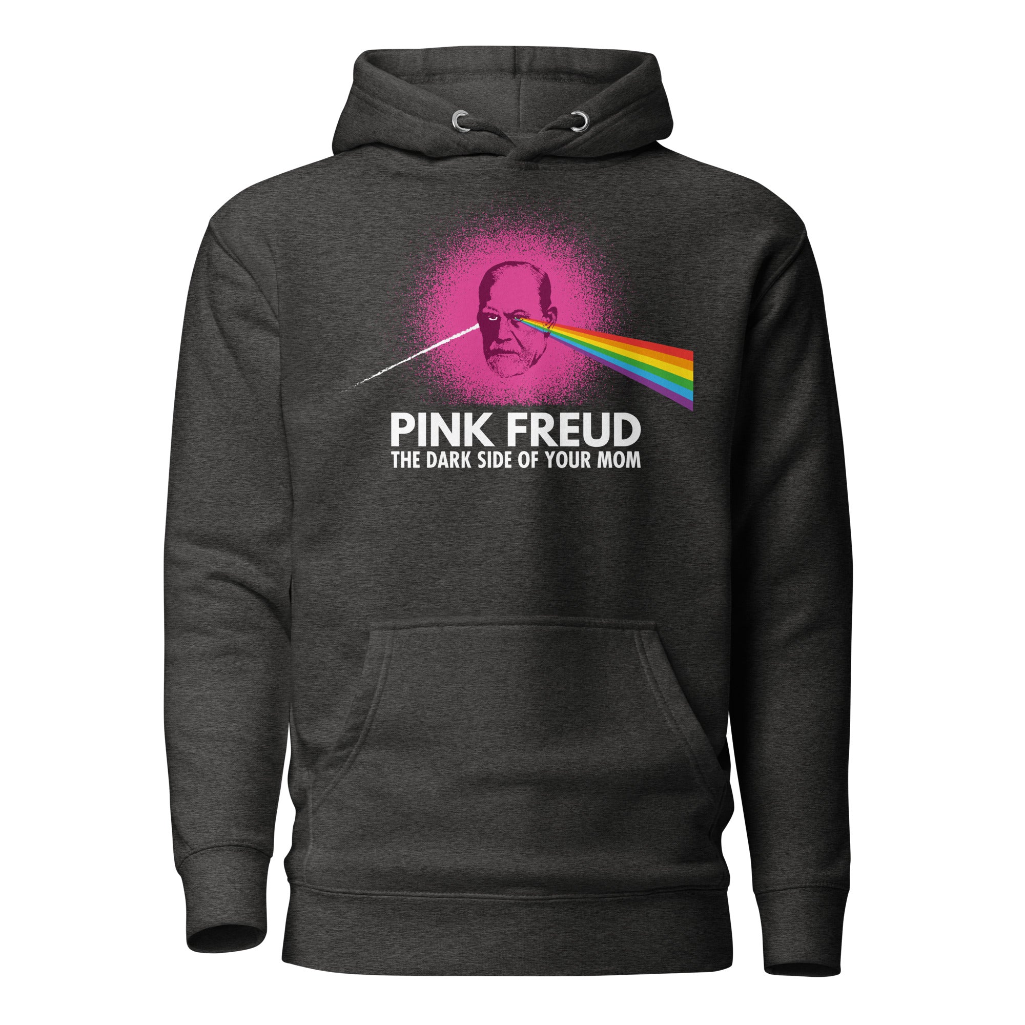Pink Freud - The Dark Side Of Your Mom - Premium Hoodie - Charcoal Heather - The Philosopher's Shirt