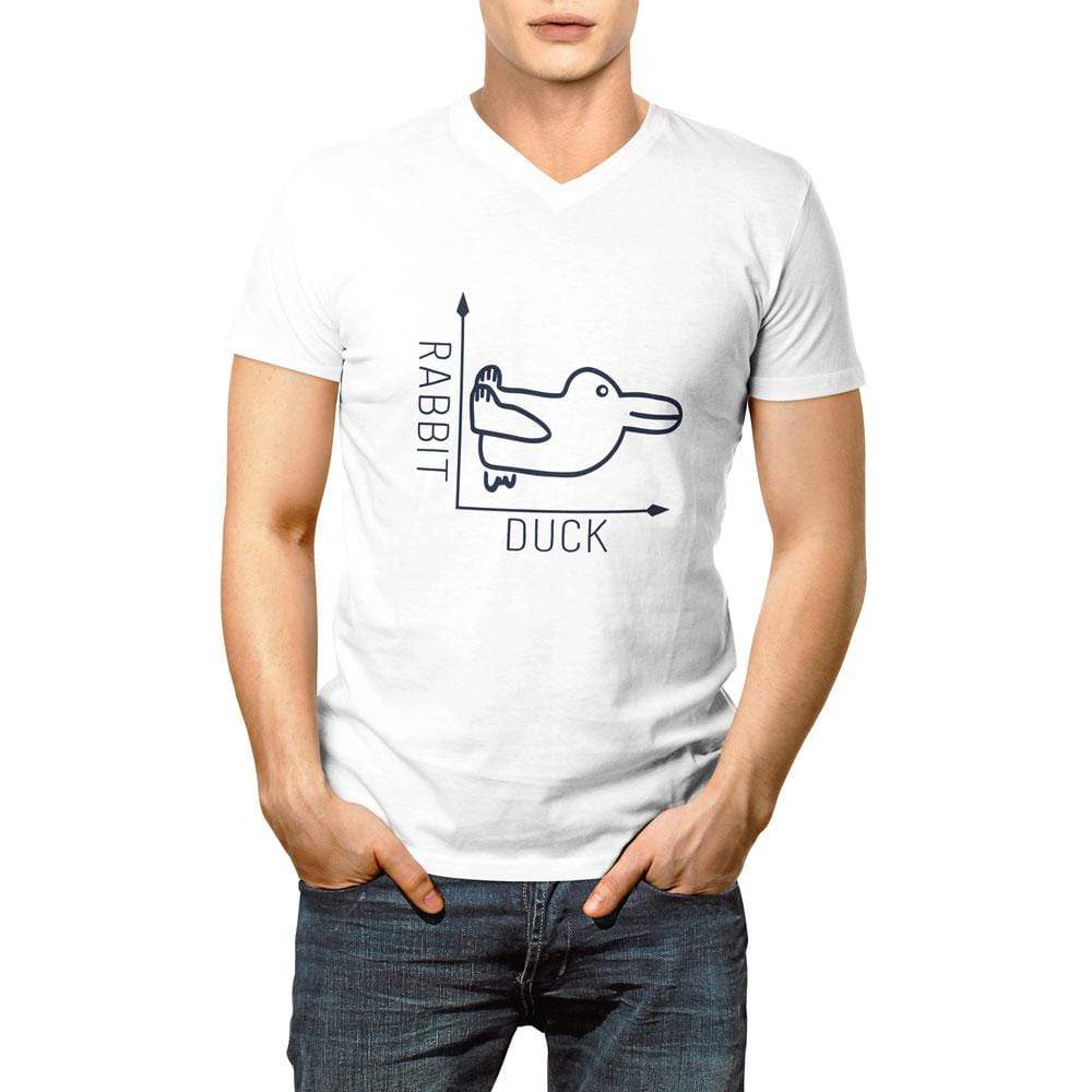 Rabbit-Duck - Front and Back print - Unisex V-Neck T-Shirt