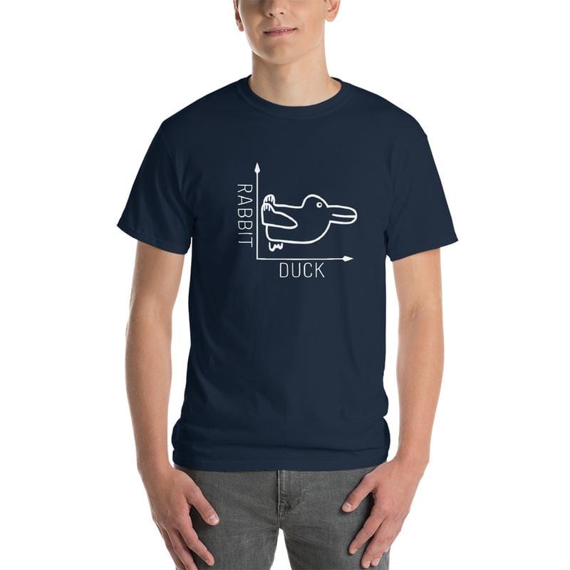Rabbit-Duck Illusion - Duck Edition - Plus-Sized T-Shirt - Navy / 5XL - Discounted (US)