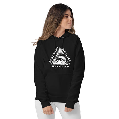 Real Eyes Realize Real Lies - All seeing eye - Eco Hoodie
