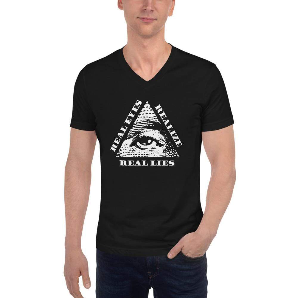 Real Eyes Realize Real Lies - All seeing eye - Unisex V-Neck T-Shirt