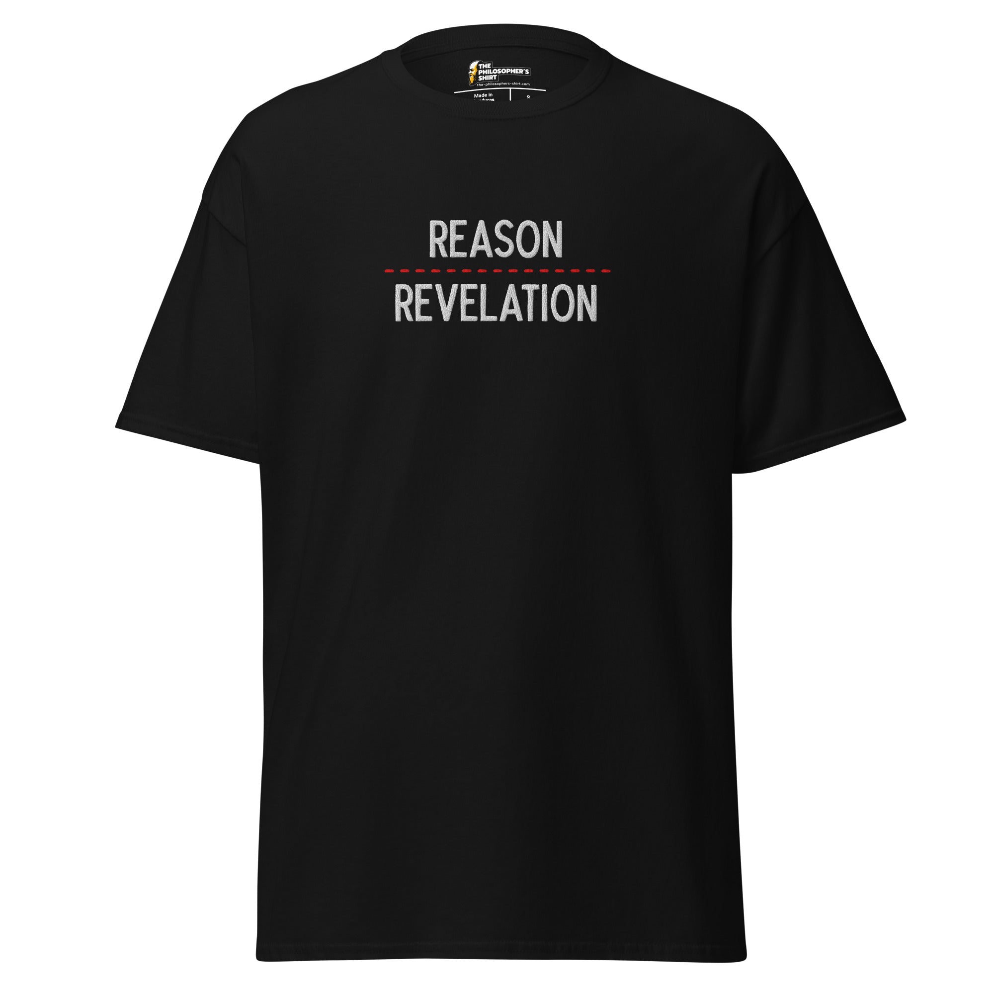 Reason over Revelation - Embroidered - Unisex Classic T-Shirt - Black - The Philosopher's Shirt