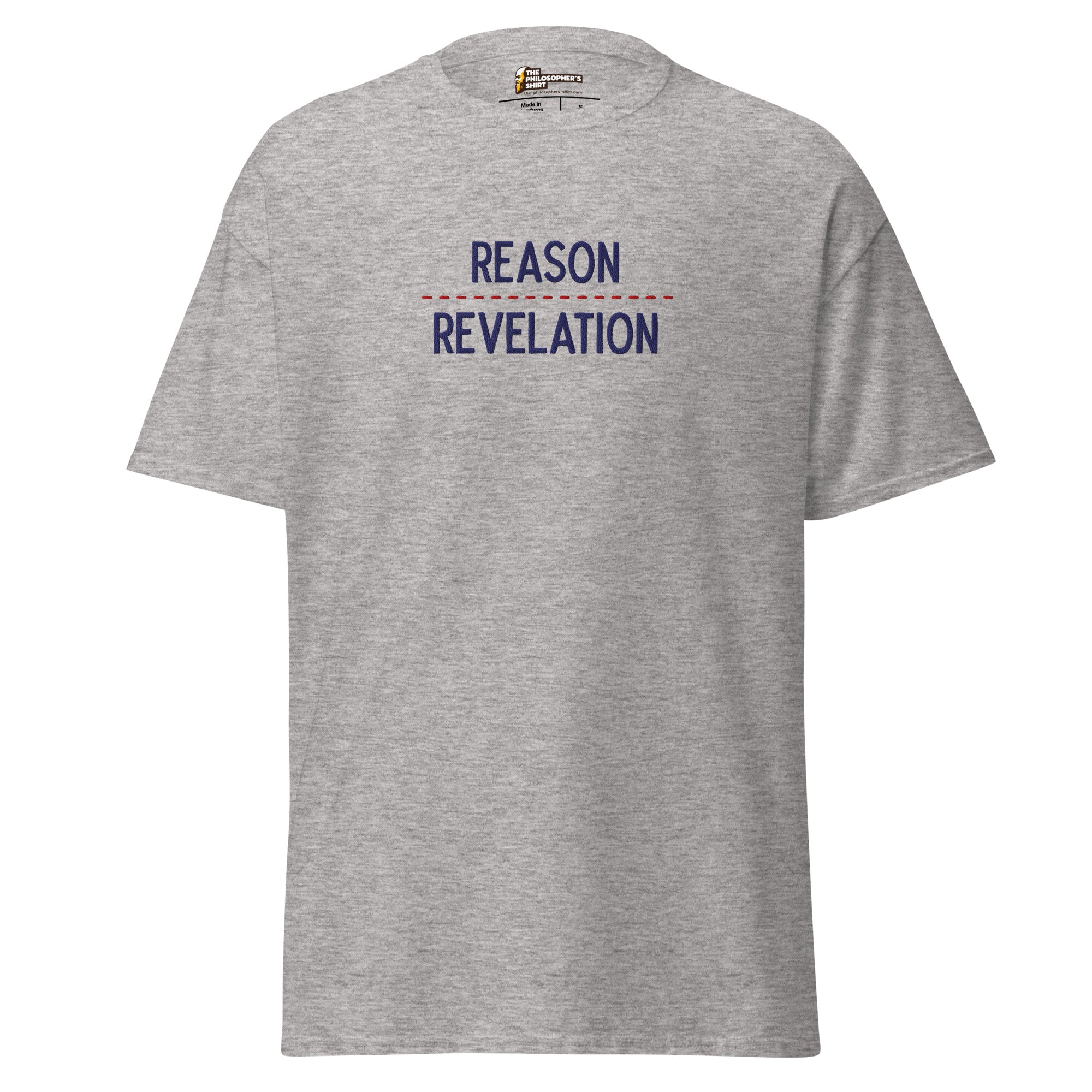 Reason over Revelation - Embroidered - Unisex Classic T-Shirt - Sport Grey - The Philosopher's Shirt
