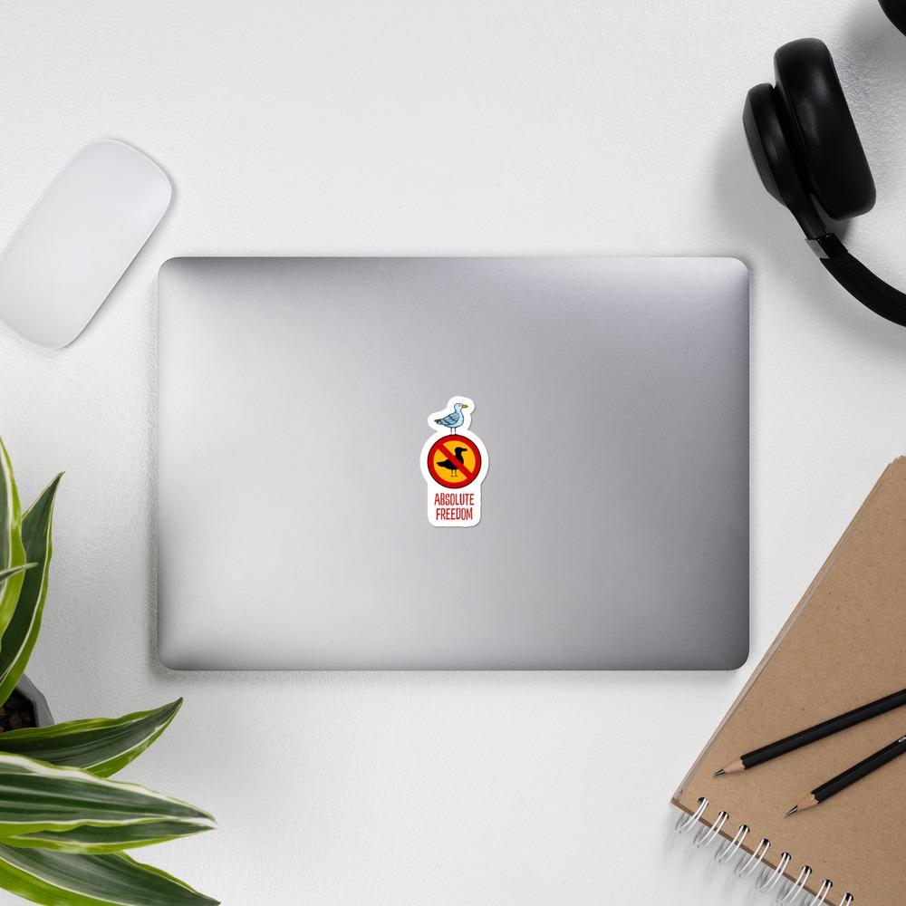 Sartre - Absolute Freedom Seagull - Sticker-Sticker-The Philosopher's Shirt